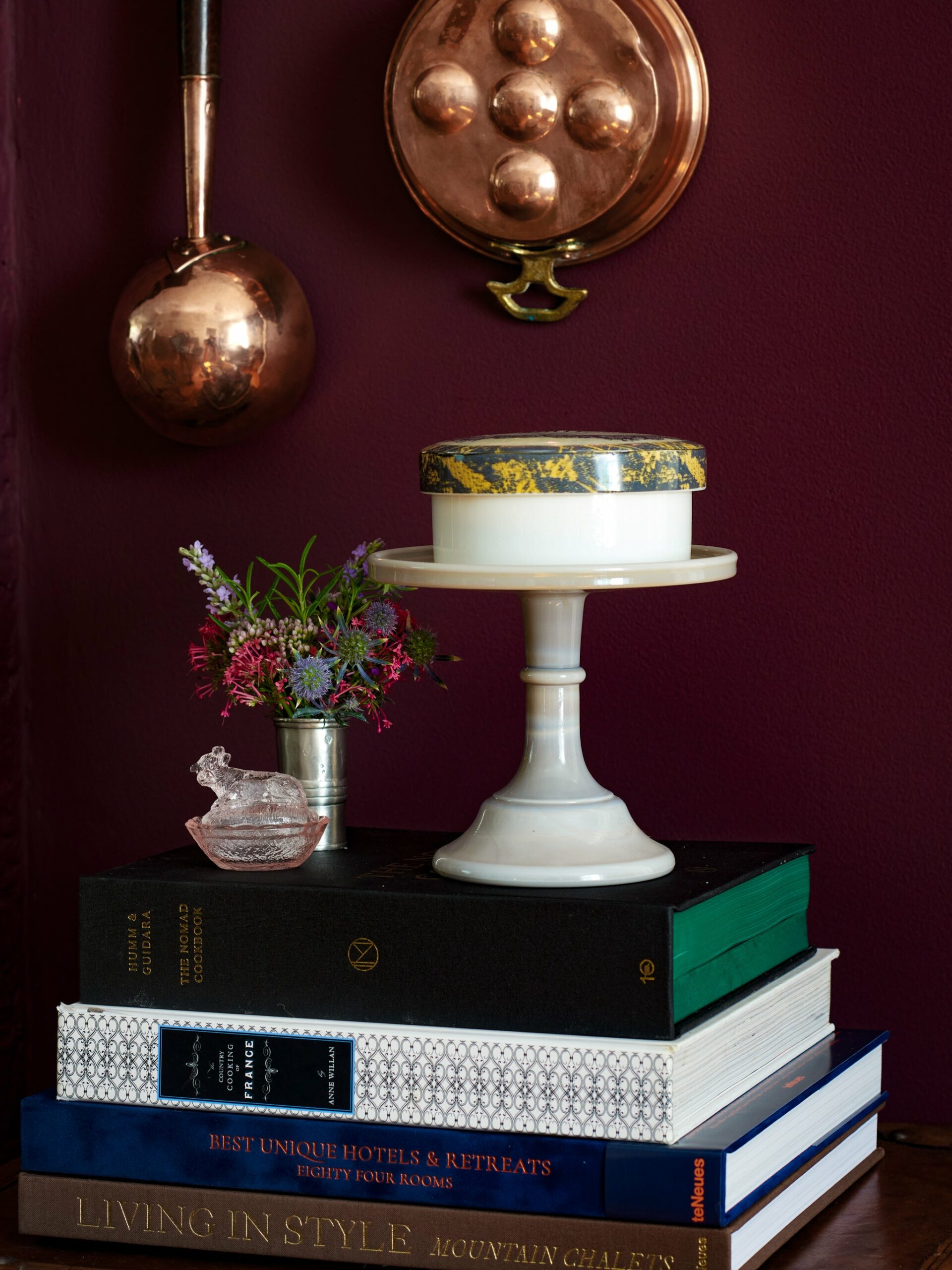 Mosser Glass Marble Cake Stand