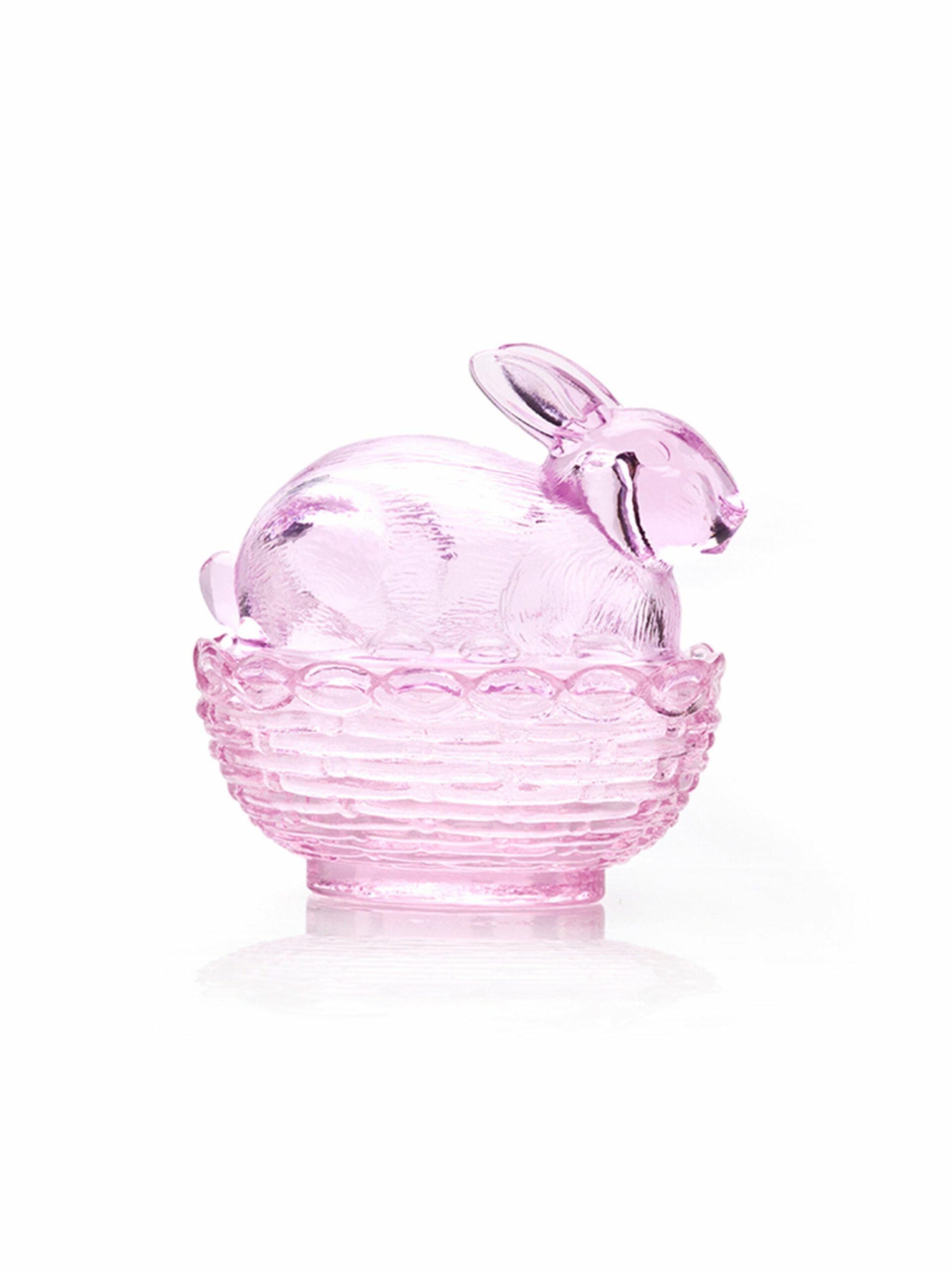 Mosser Glass Pink Bunny Candy Dish