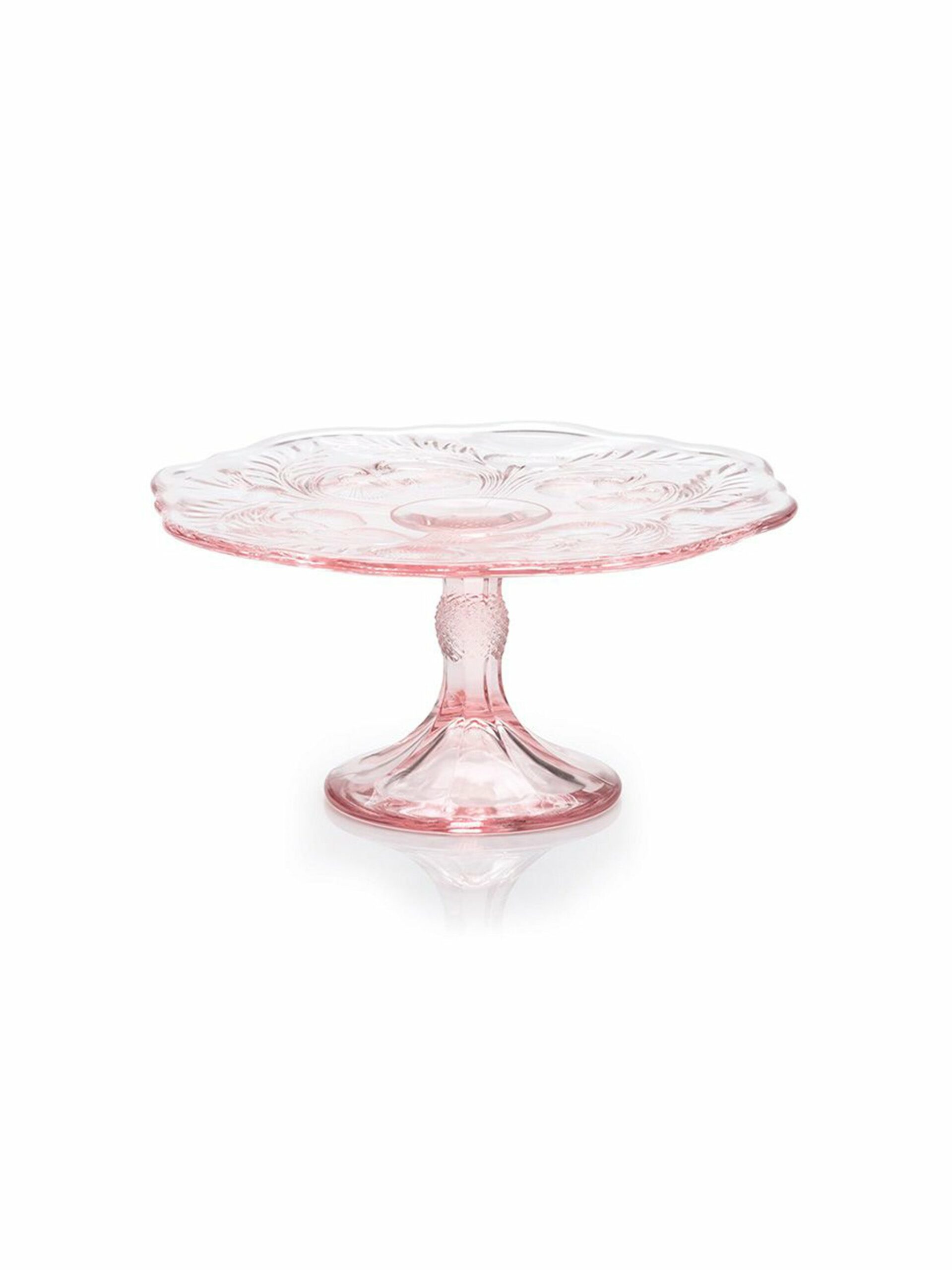 Mosser Glass Rose Thistle Cake Plate