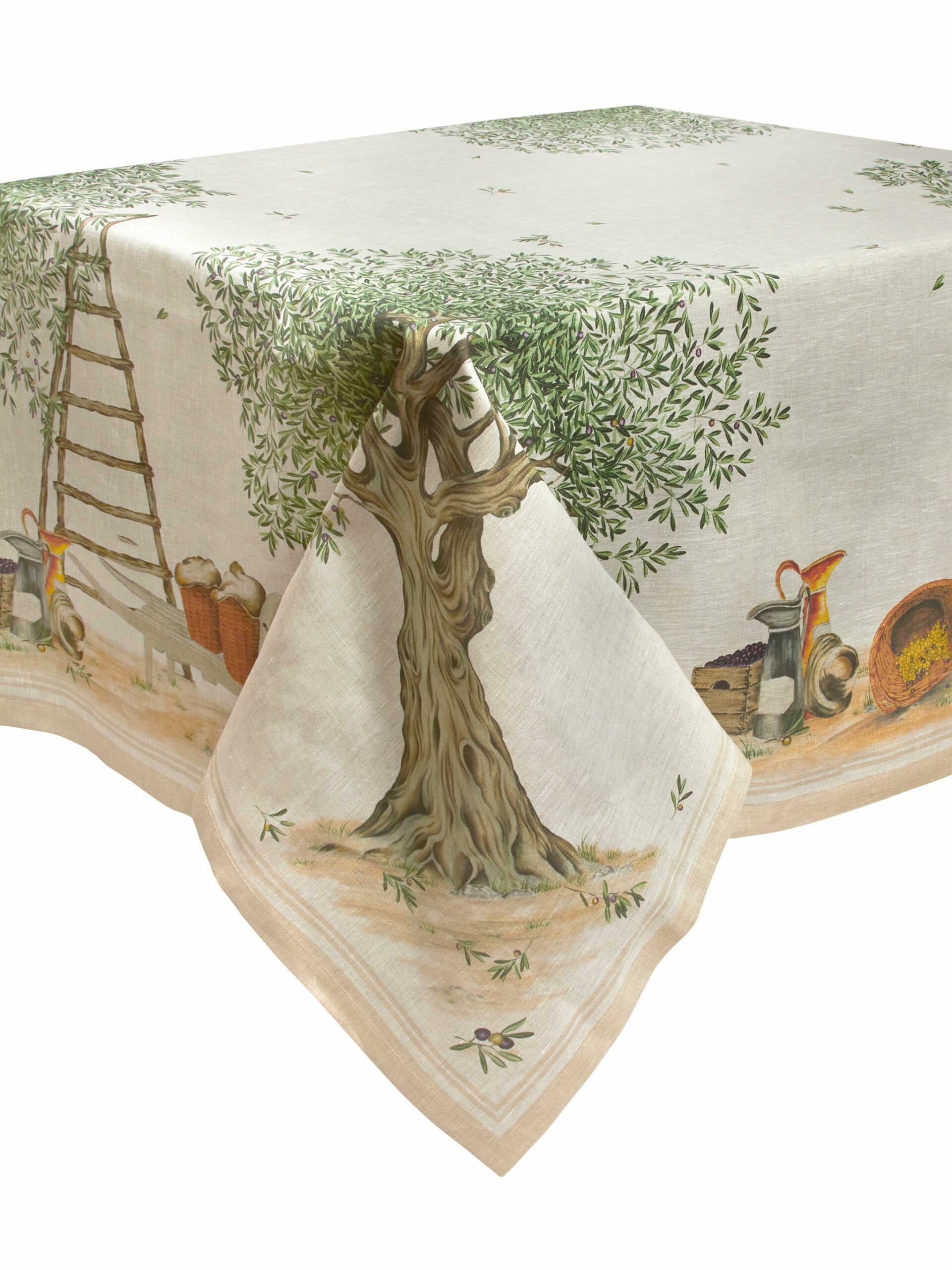 Olive Tree Linen Tablecloth