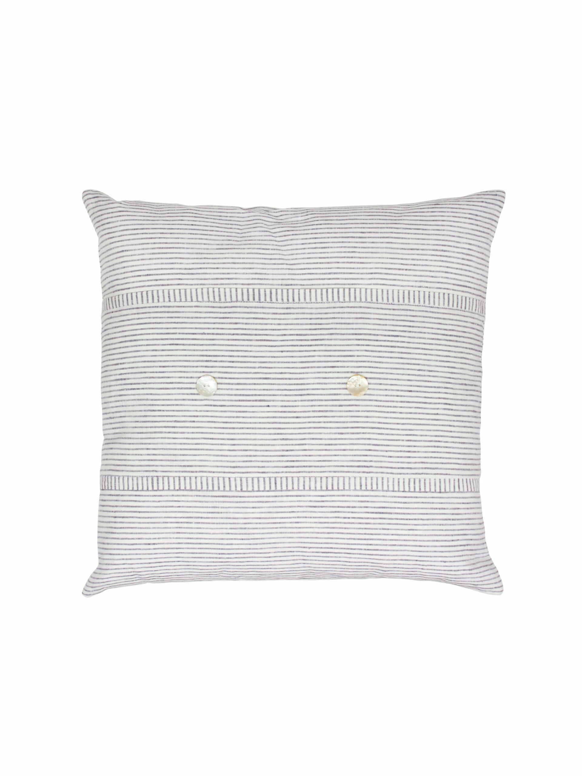 Oxford Stripe Button Pillow