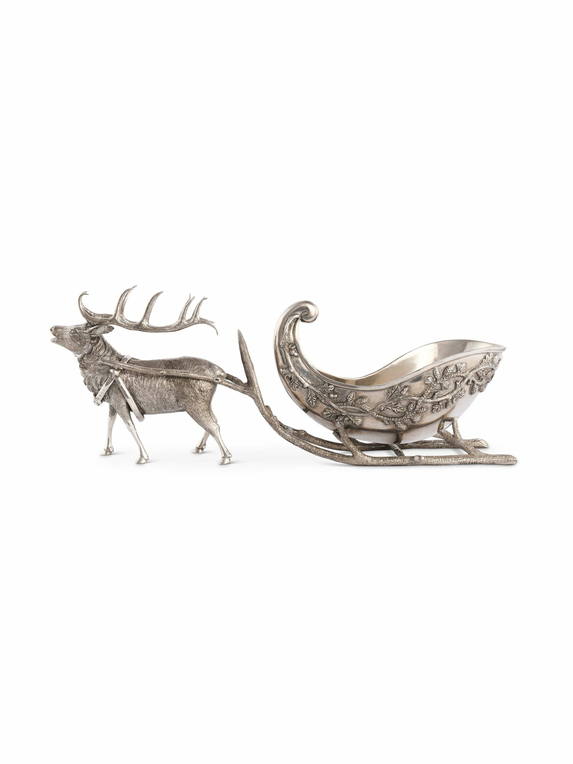 Reindeer Pewter Sleigh Centerpiece