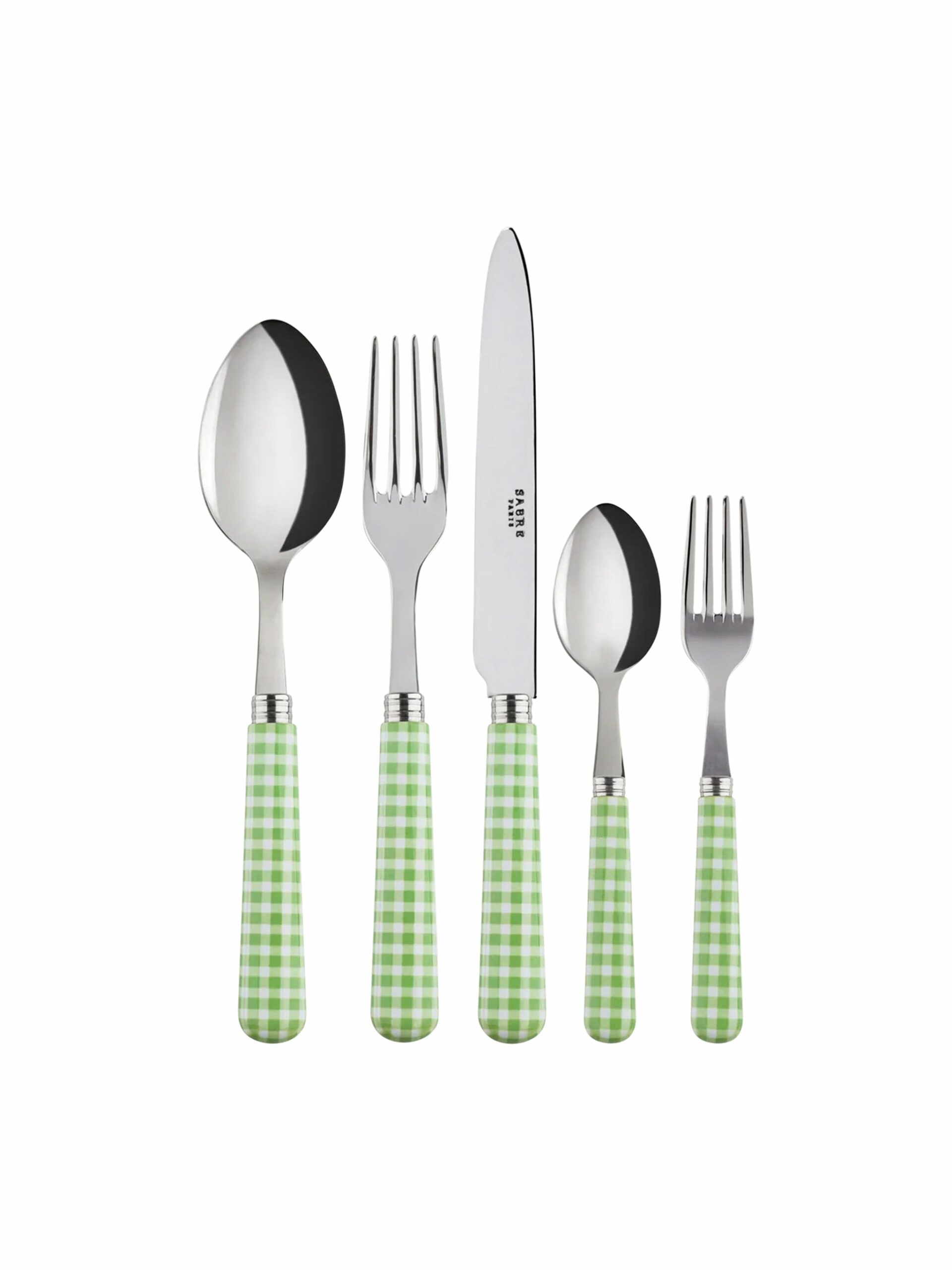 Sabre Paris Gingham Green 5 Piece Place Setting