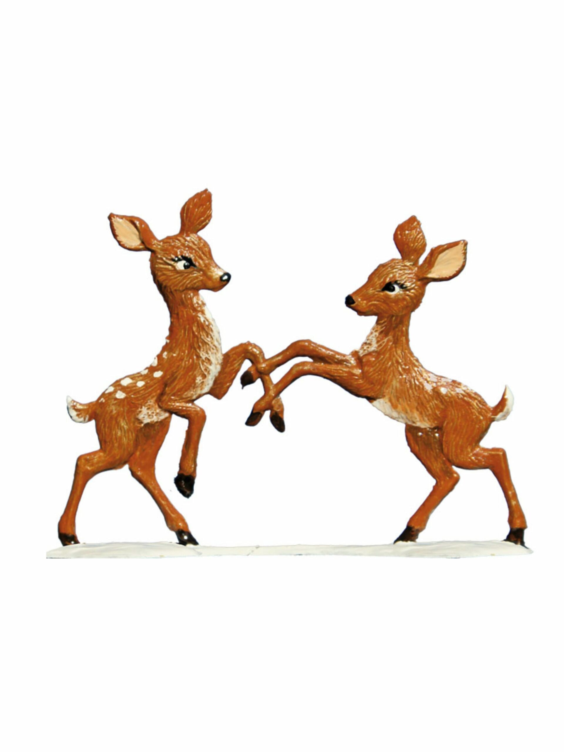 Wilhelm Schweizer Pewter Playful Fawns with Snow