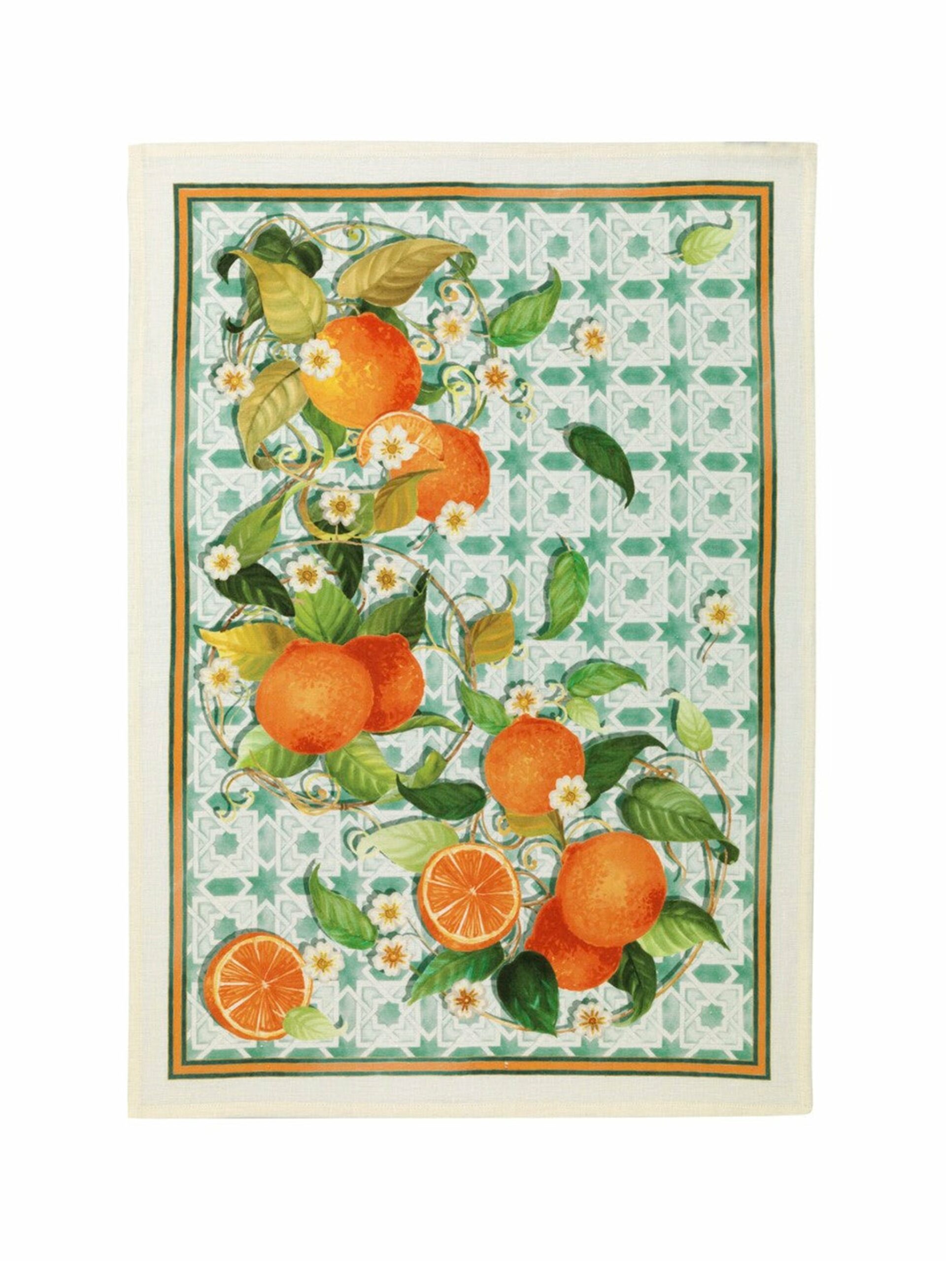 Sevilla Orange Linen Kitchen Towel