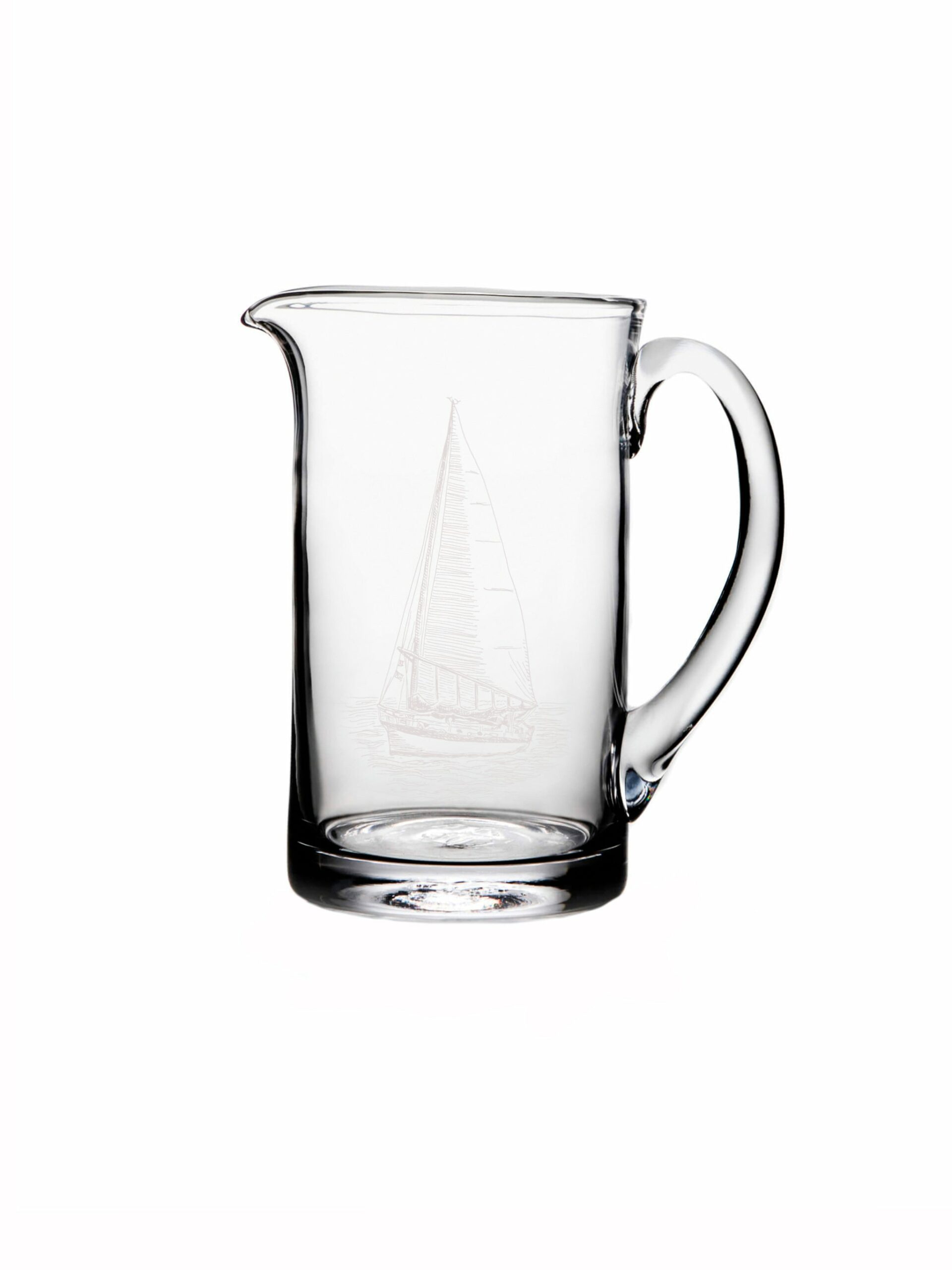 Simon Pearce Ascutney Glass Pitcher Medium Sailboat