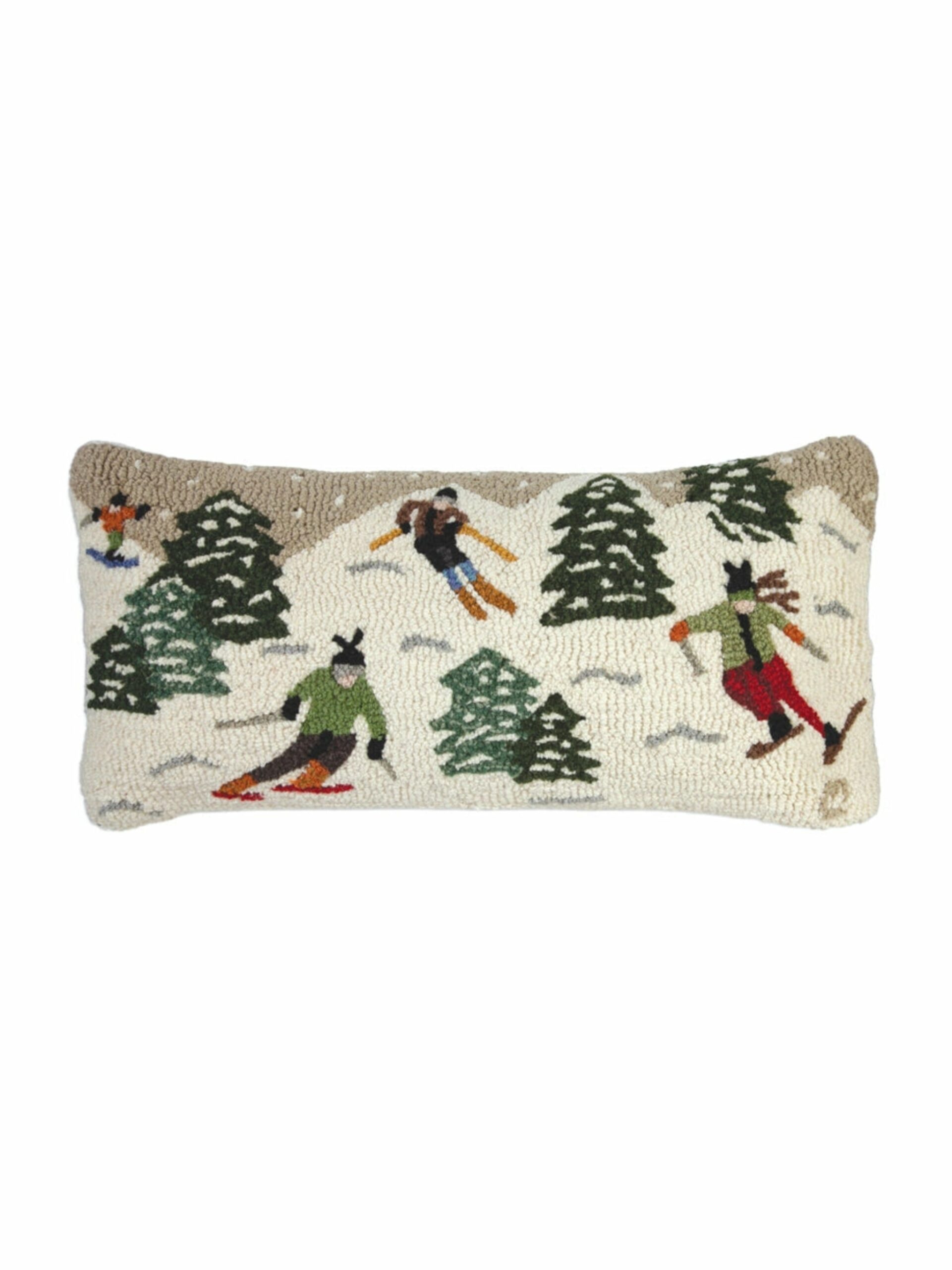 Ski Dreams Hooked Wool Pillow