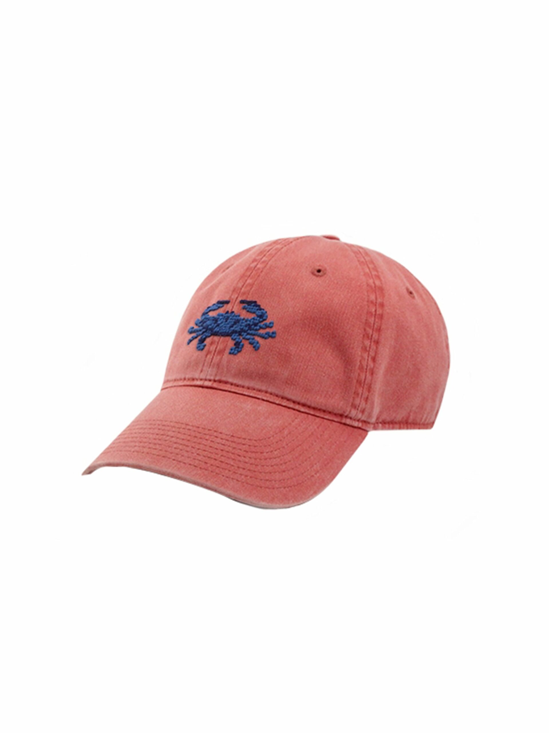 Smathers & Branson Needlepoint Blue Crab Hat in Nantucket Red