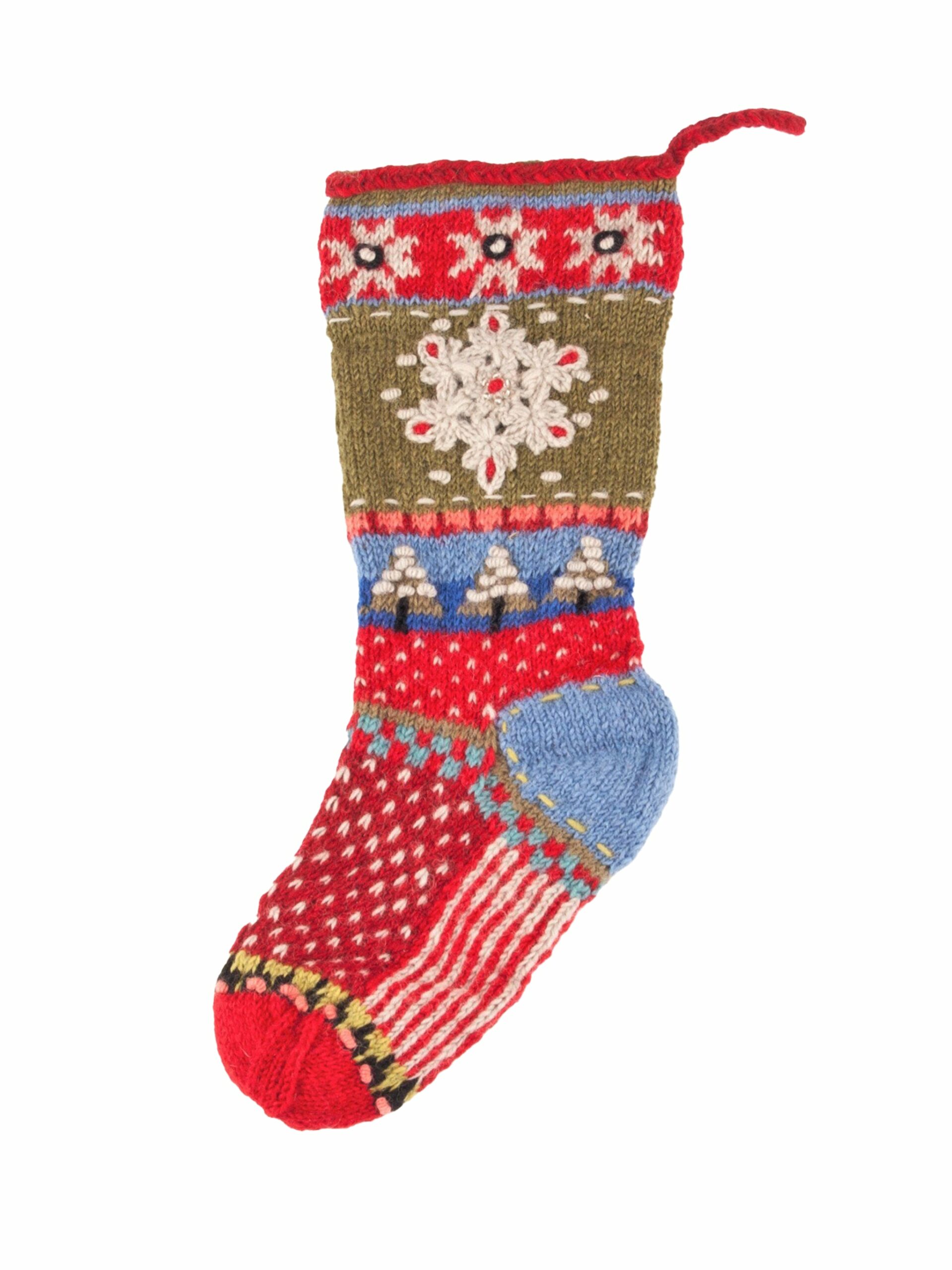 Snowflake Wool Knit Christmas Stocking