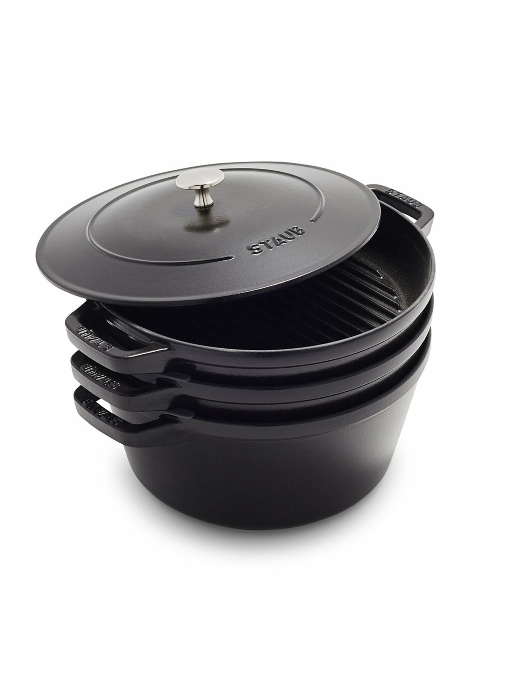 Staub Cast Iron Four Piece Stackable Set