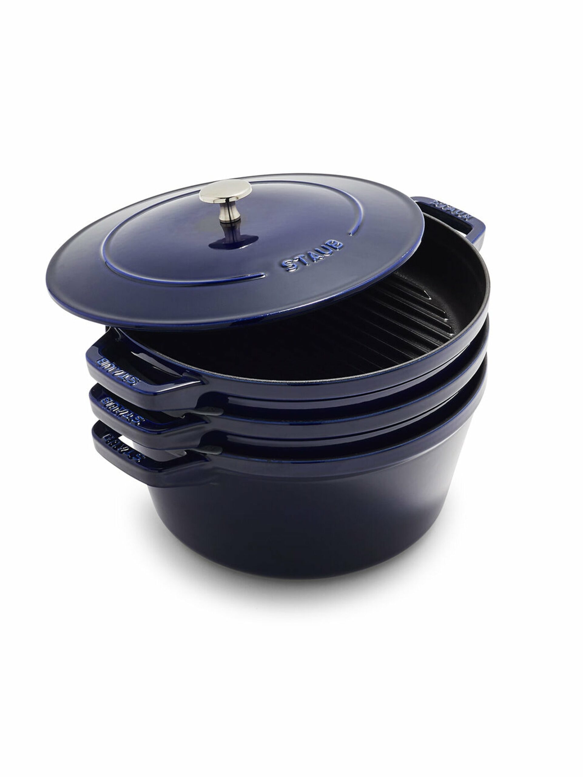 Staub Cast Iron Four Piece Stackable Set