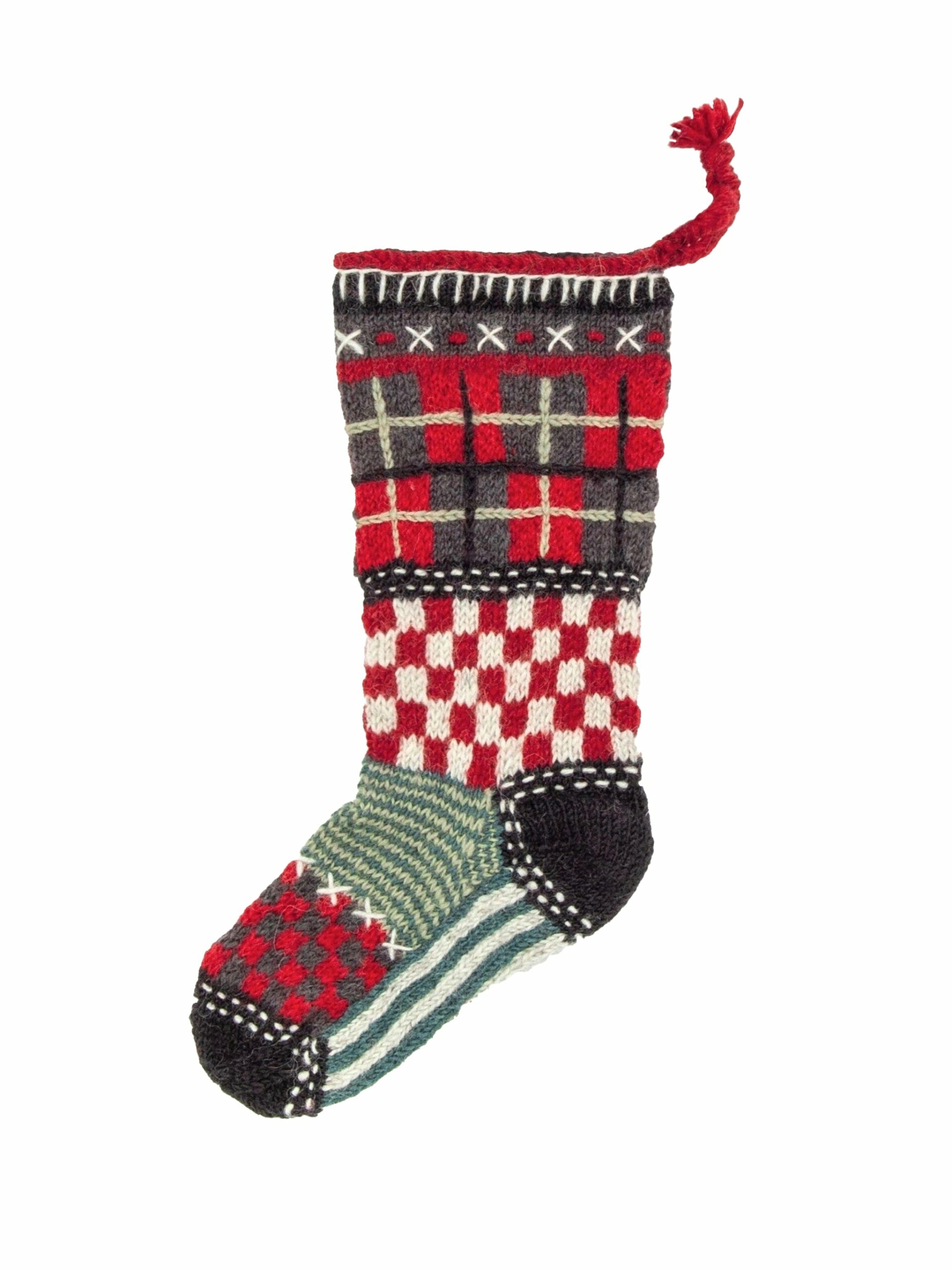 Tartan Wool Knit Christmas Stocking