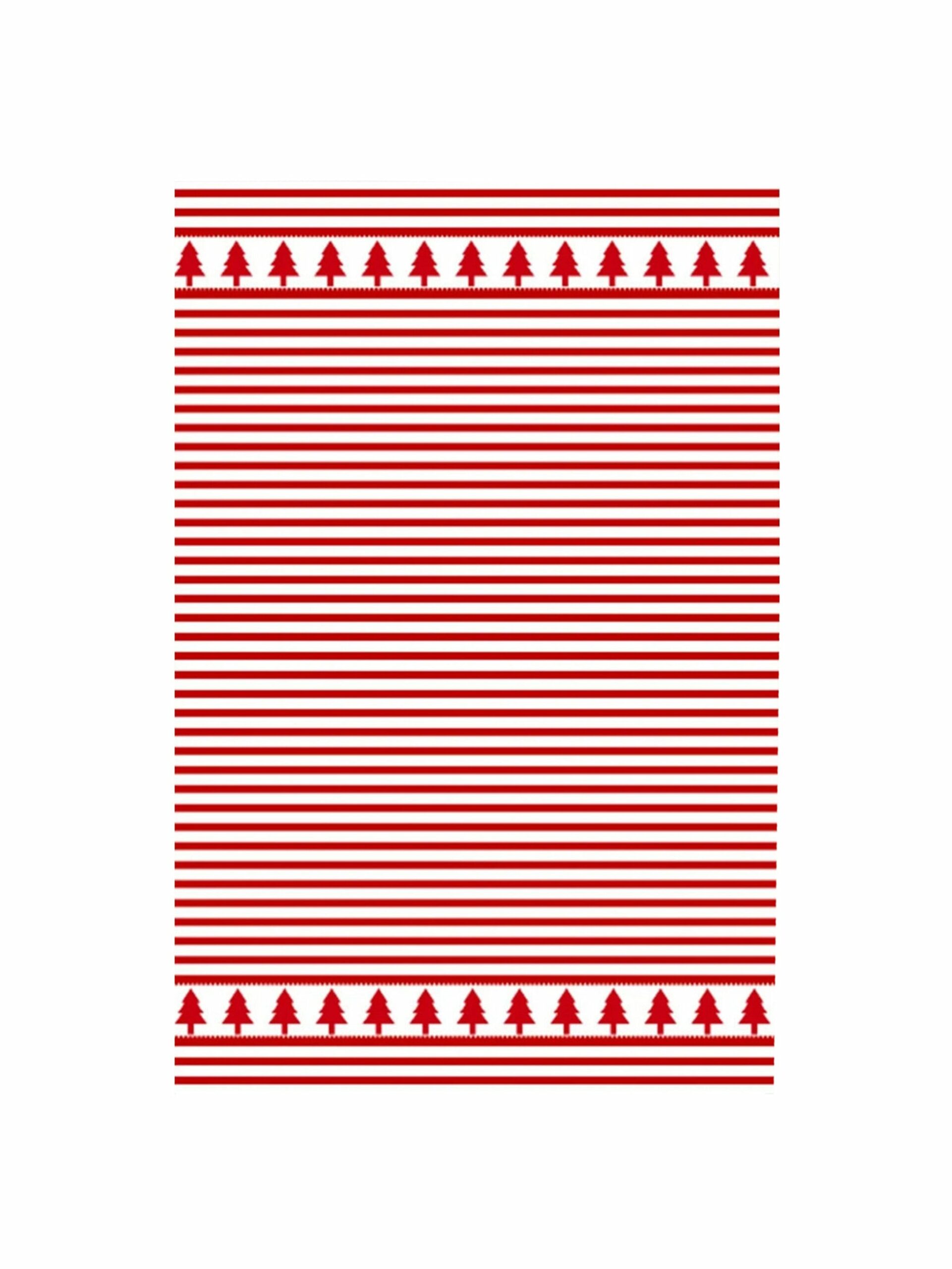 Trees Red Striped Kitchen Towel