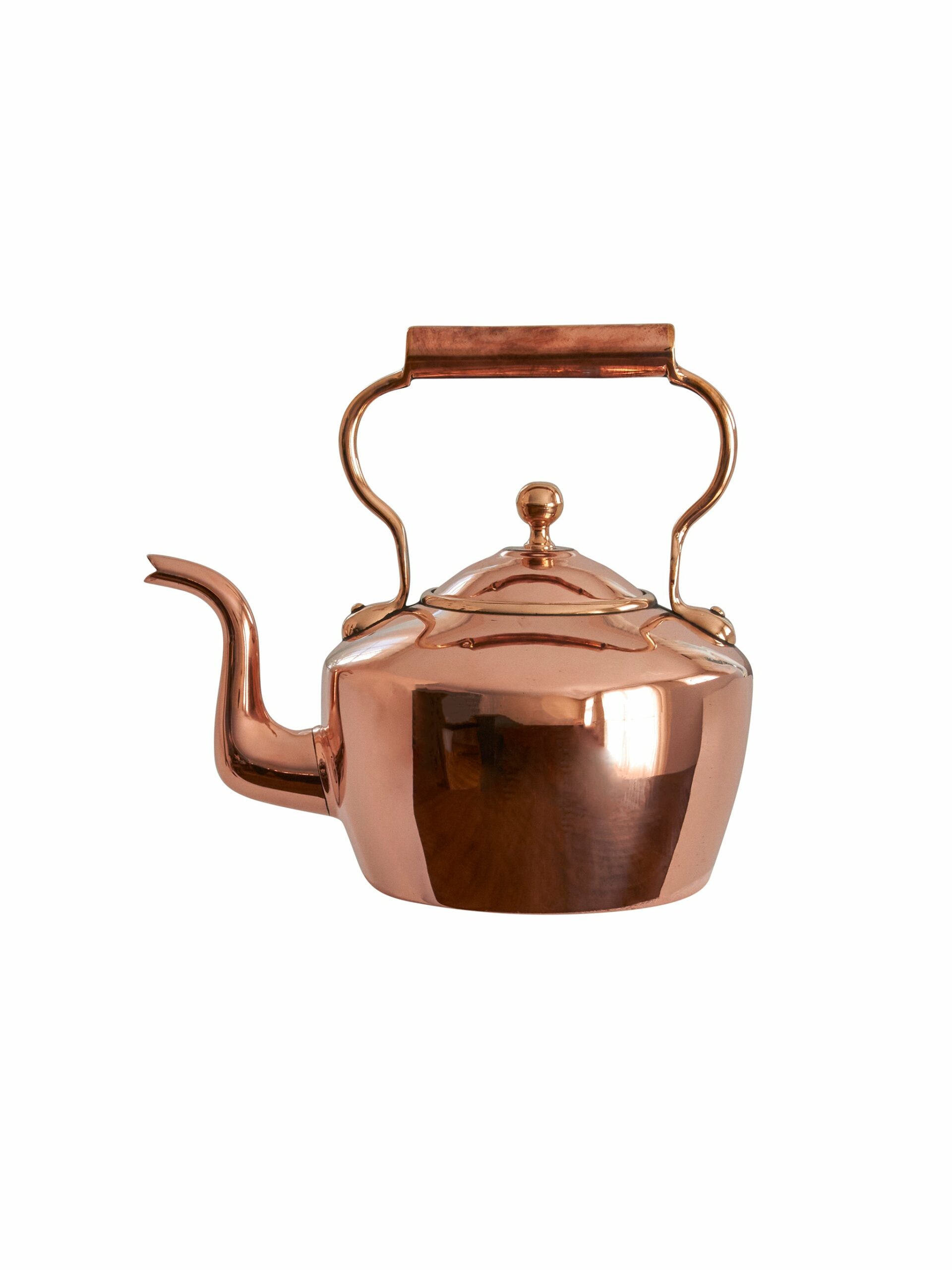 Vintage 1840s English Copper Kettle with Ball Finial