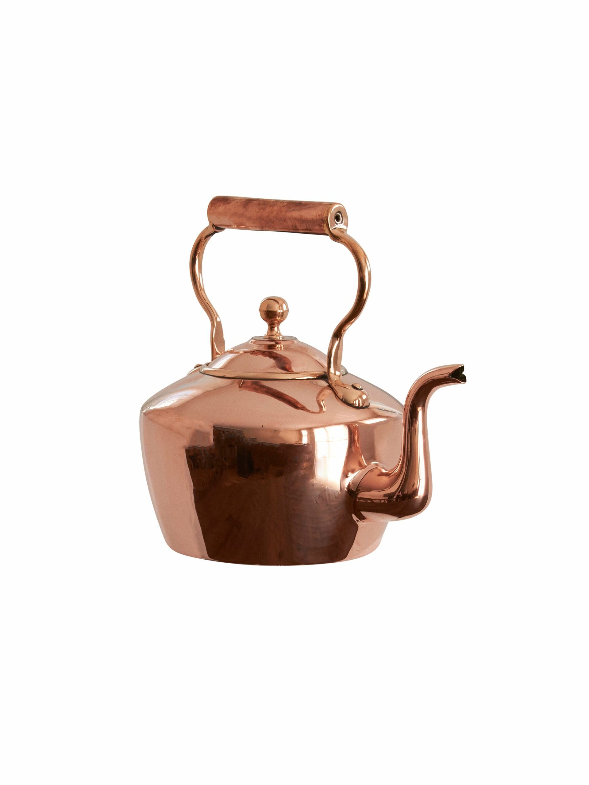 Vintage 1840s English Copper Kettle with Ball Finial