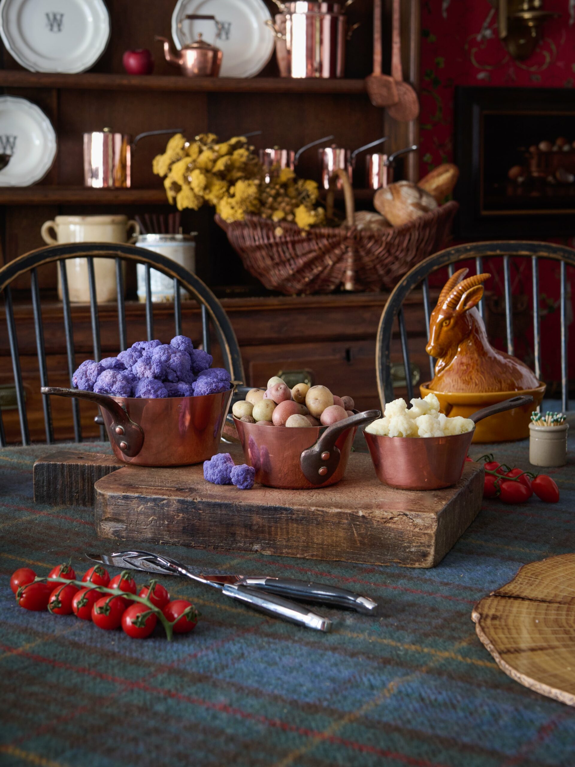 Vintage 1870s Copper Seven Pot Set