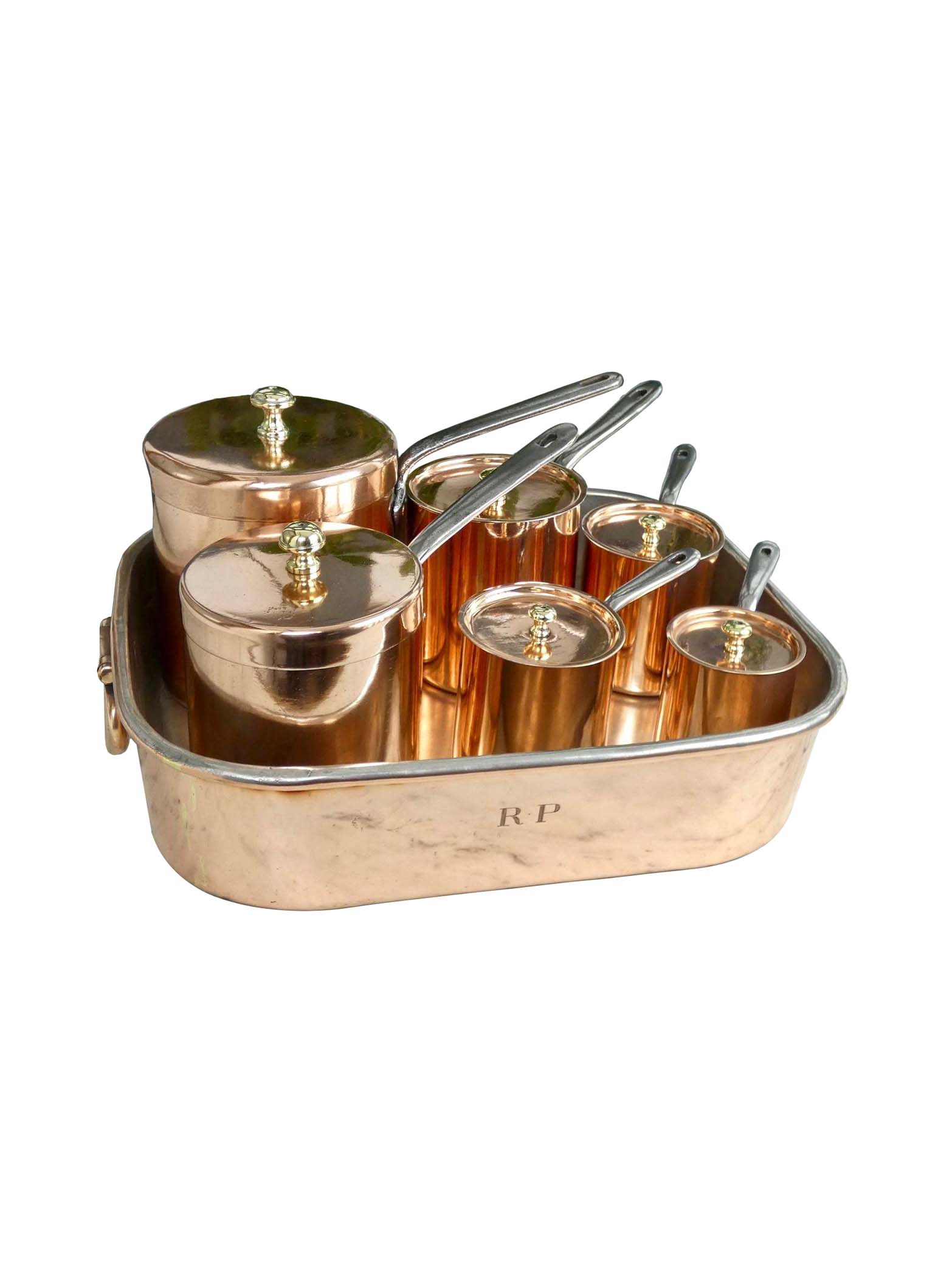 Vintage 1880s English Copper Bain Marie and Pot Set