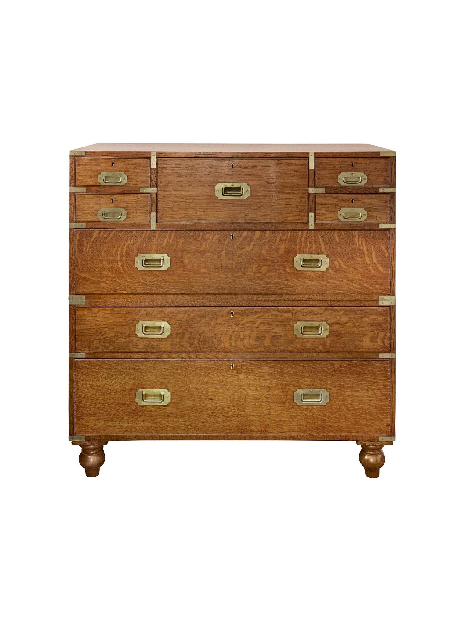 Vintage 1880s English Campaign Chest of Drawers