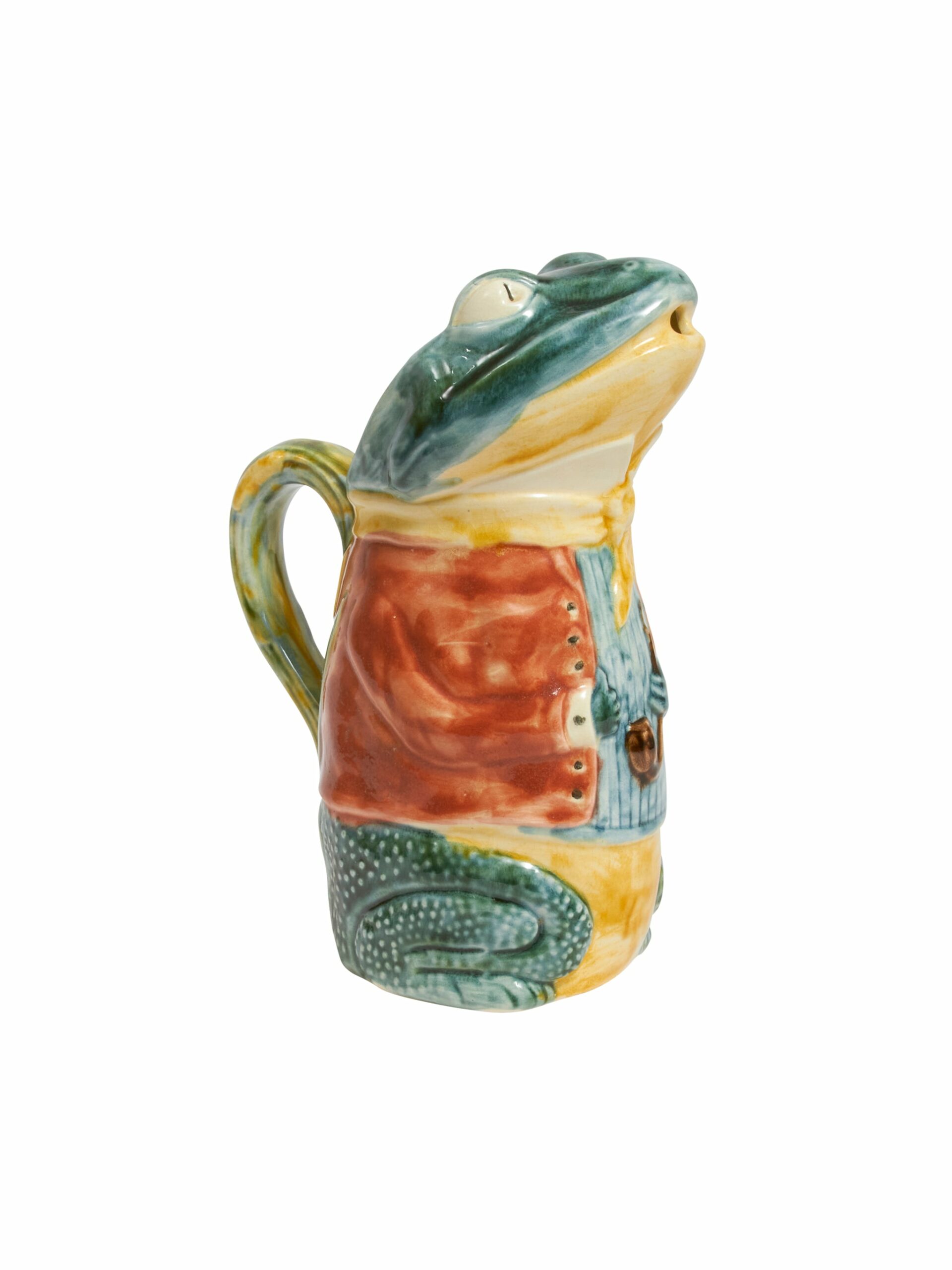 Vintage 1890s Majolica Frog Pitcher