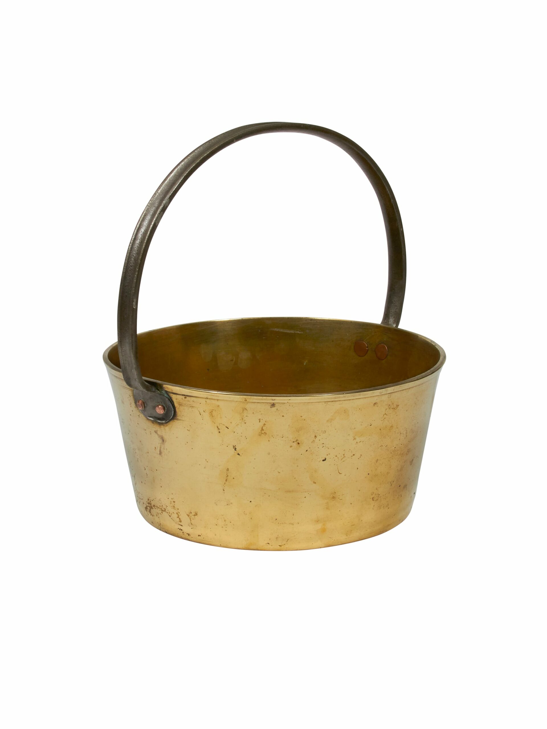 Vintage 1900s Brass Jam Pot with Steel Hoop Handle