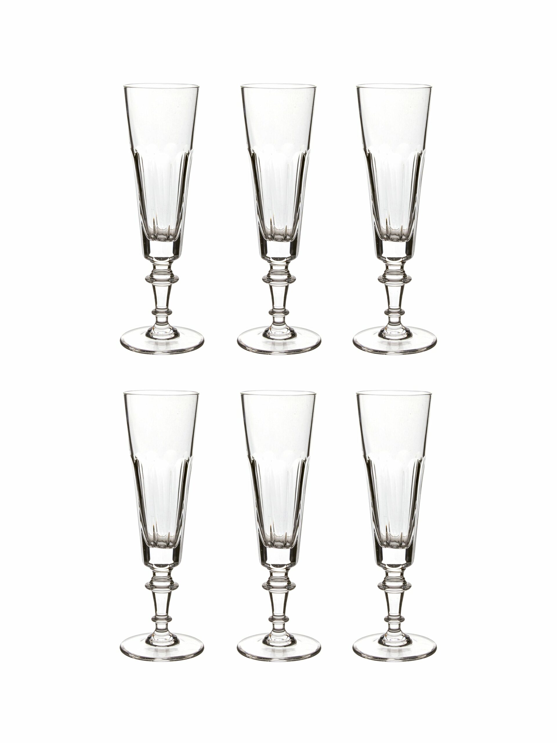 Vintage 1900s French Crystal Champagne Flutes