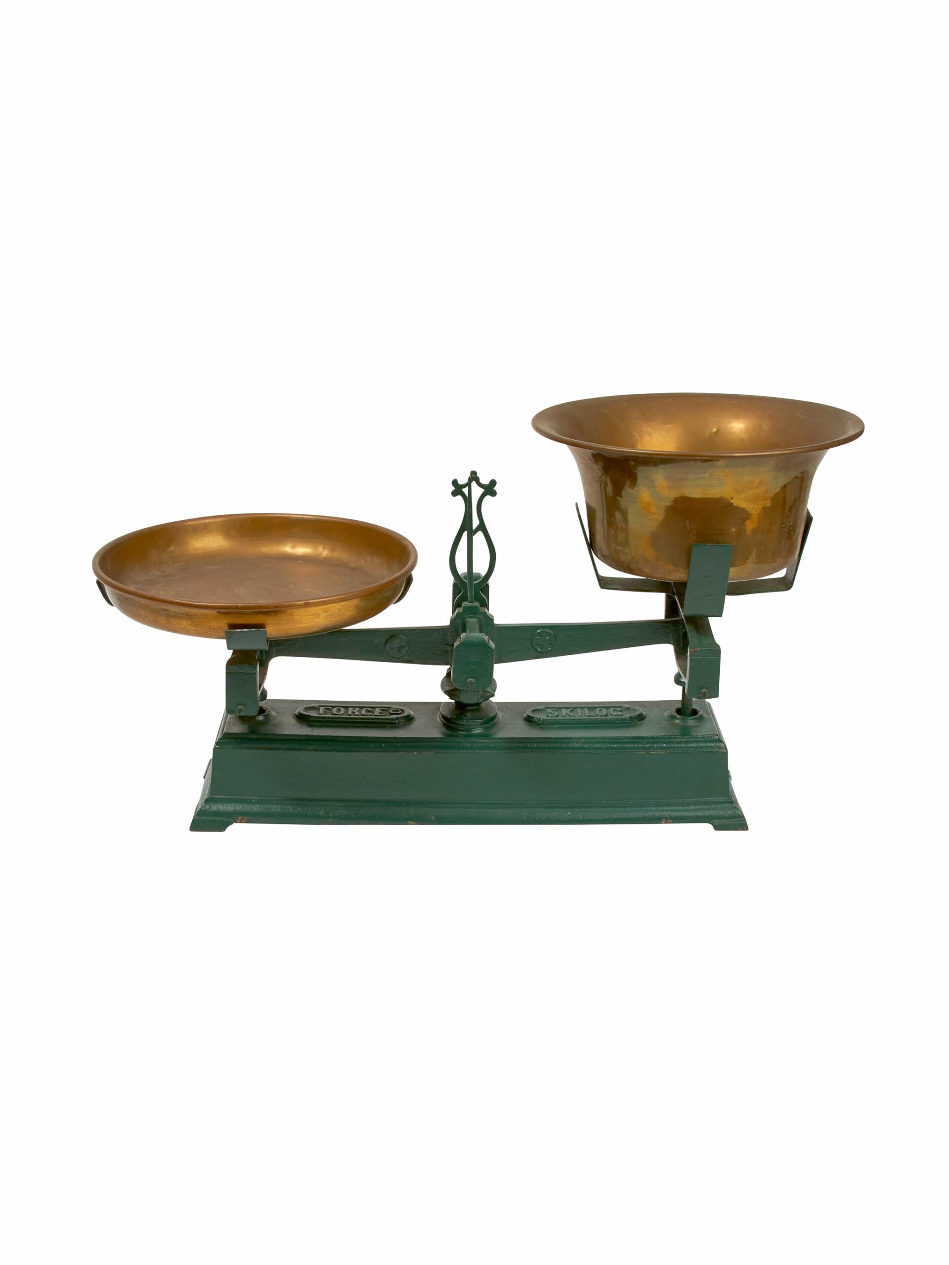 Vintage 1900s French Green Iron and Brass Force Scale