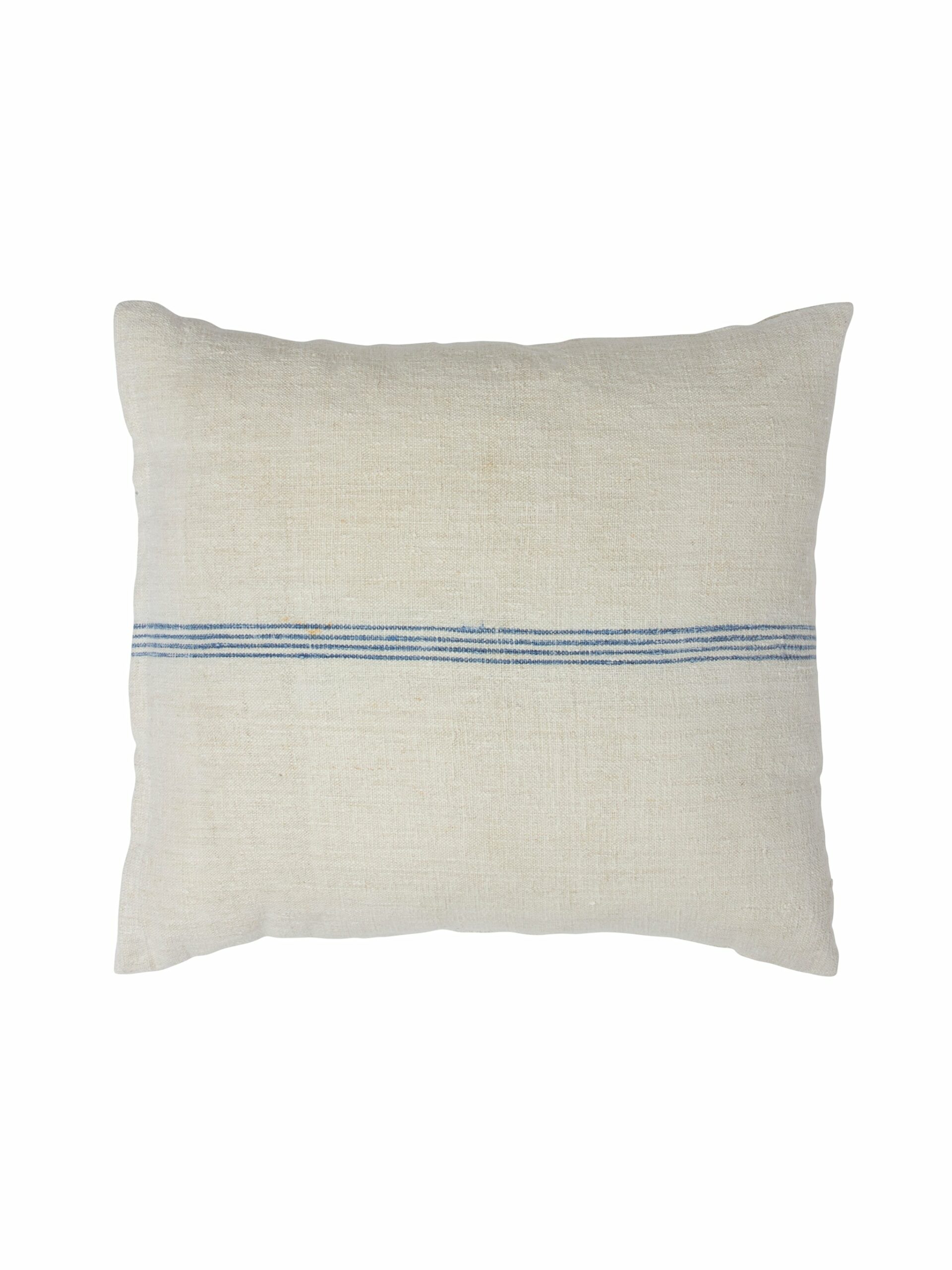 Vintage 1900s Linen Blue Stripe XL Grain Sack Pillow