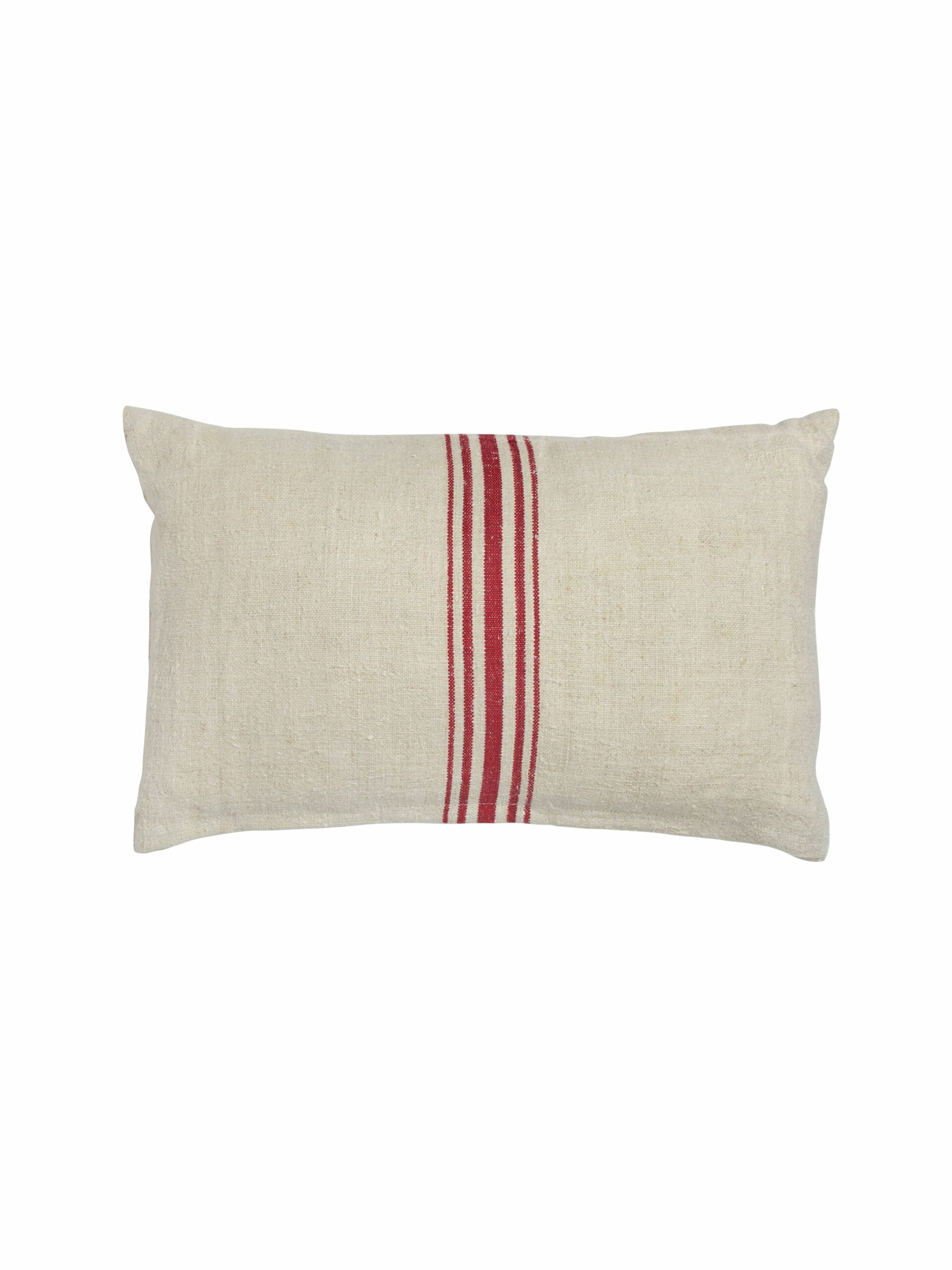 Vintage 1900s Linen Red Five Stripe Long Grain Sack Pillow