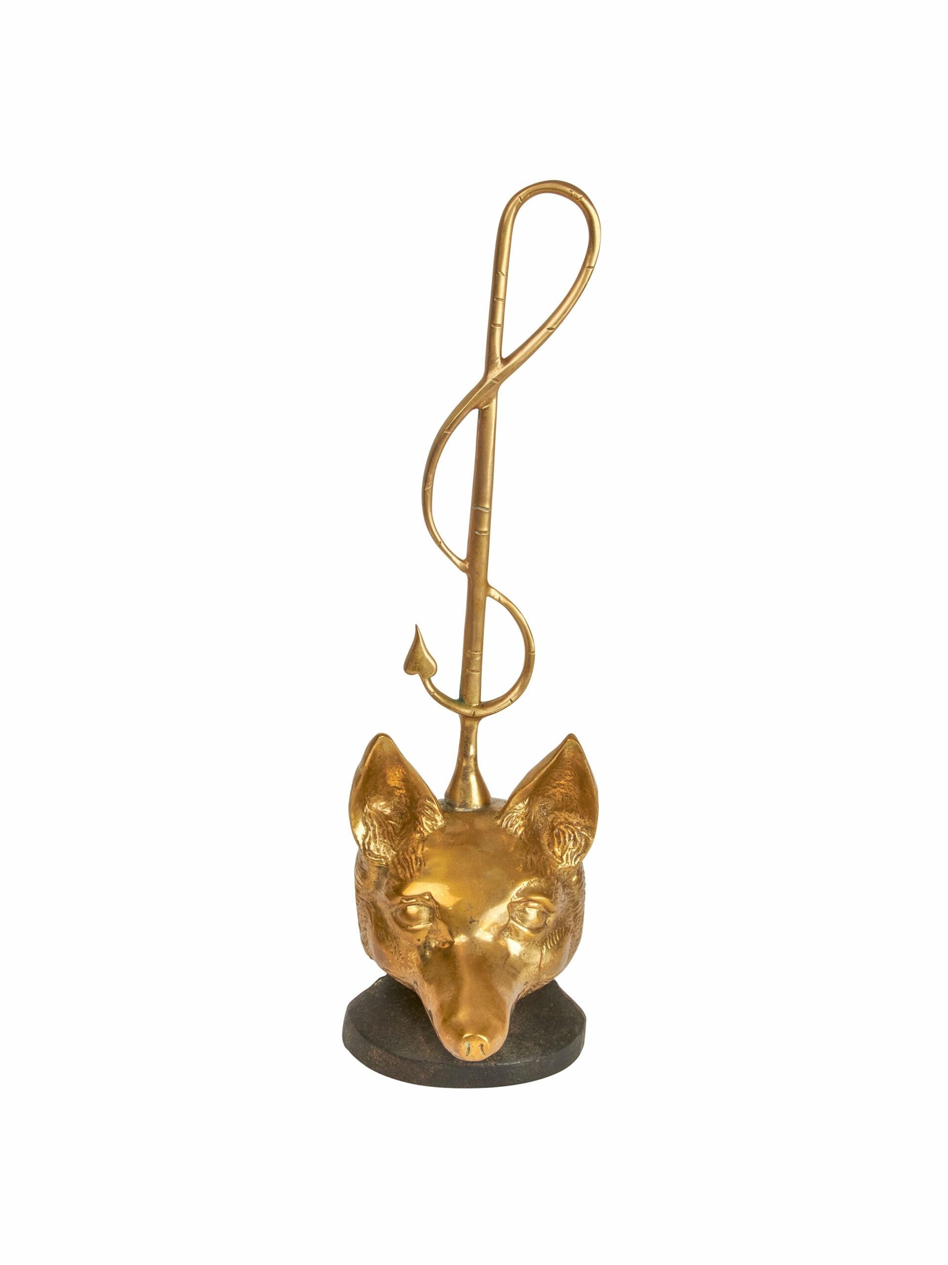 Vintage 1910 English Brass Fox Doorstop