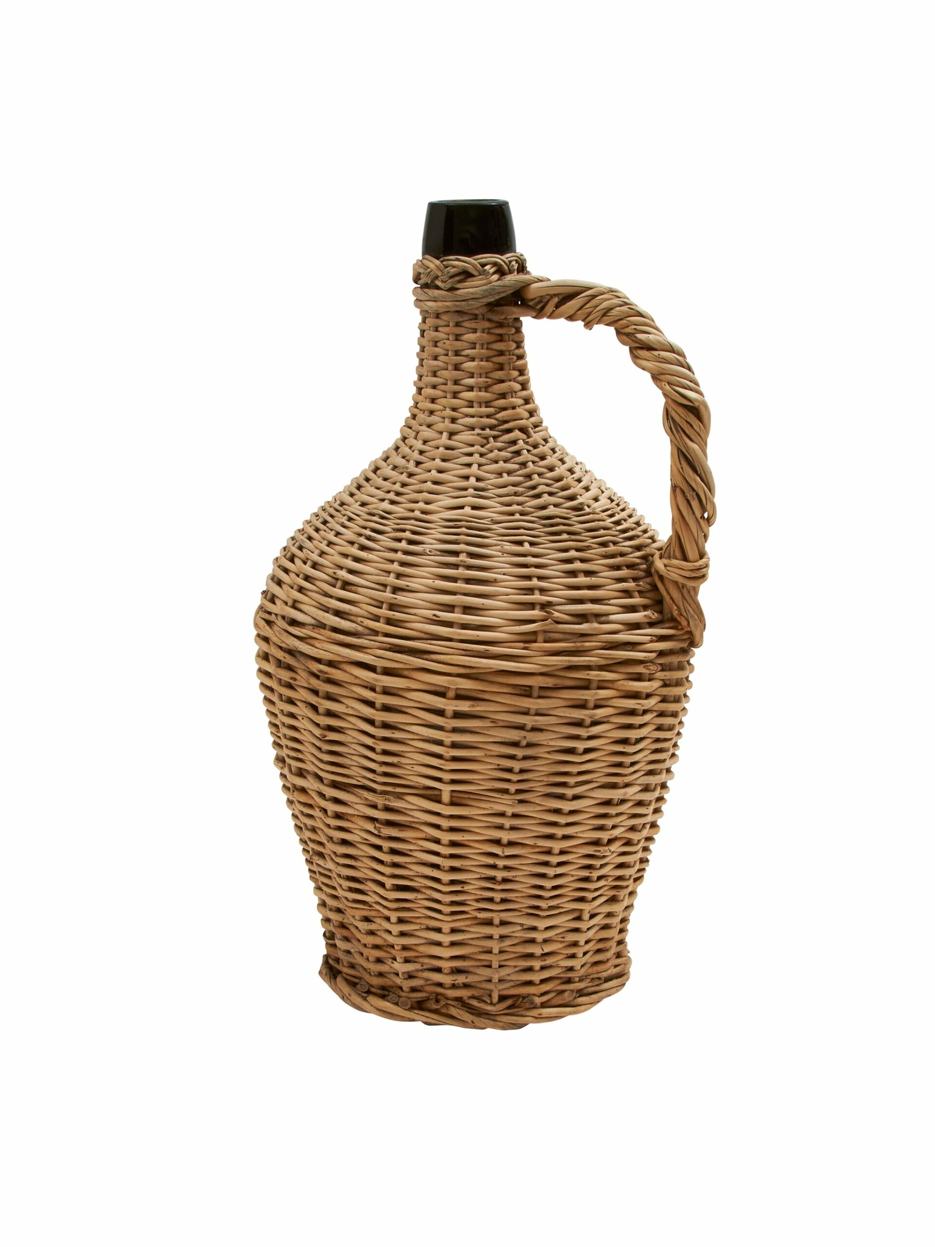 Vintage 1920s Large French Wicker Wrapped Wine Bottle