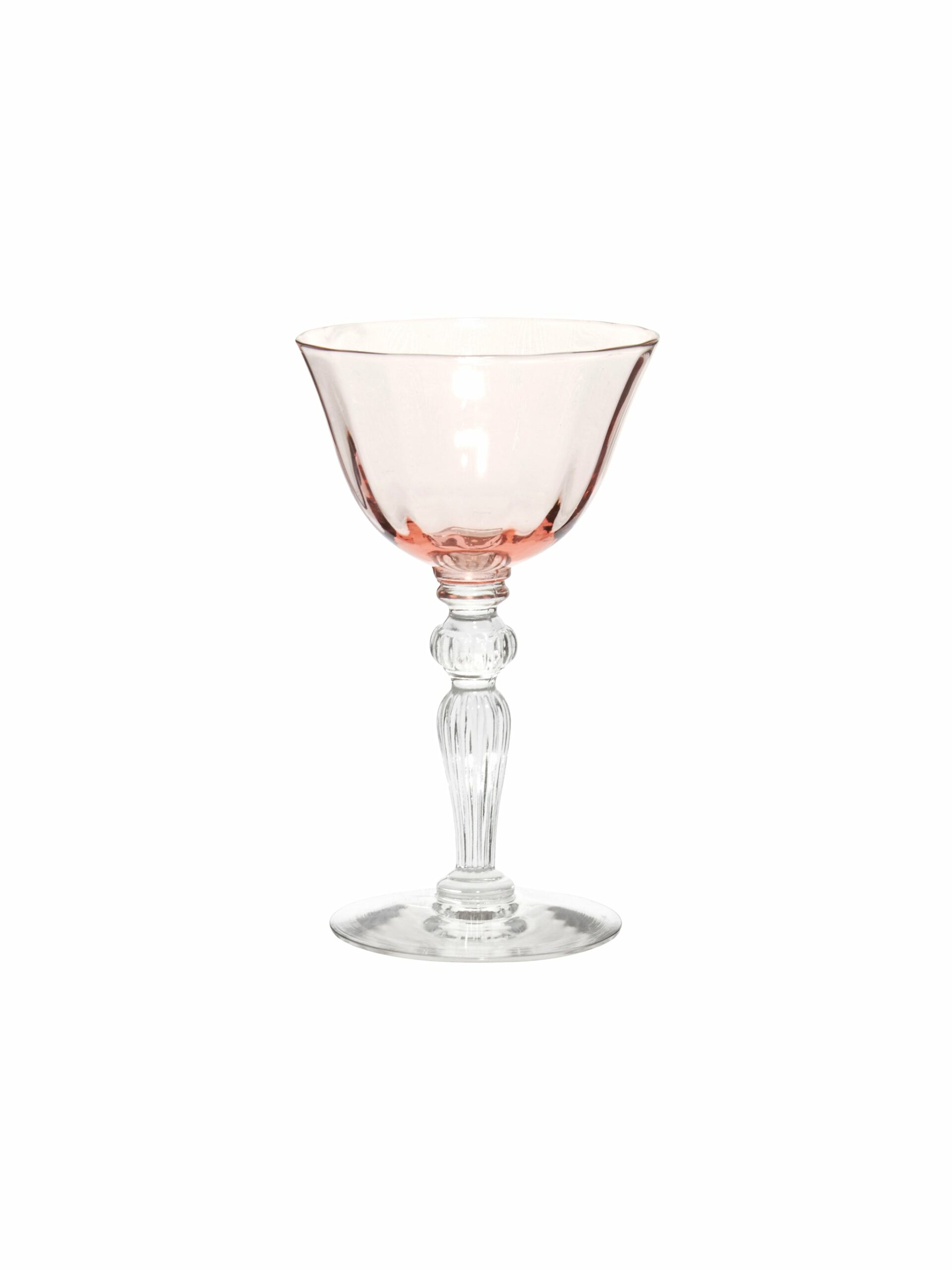 Vintage 1920s Huntington Pink Optic Panel Aperitif Glasses