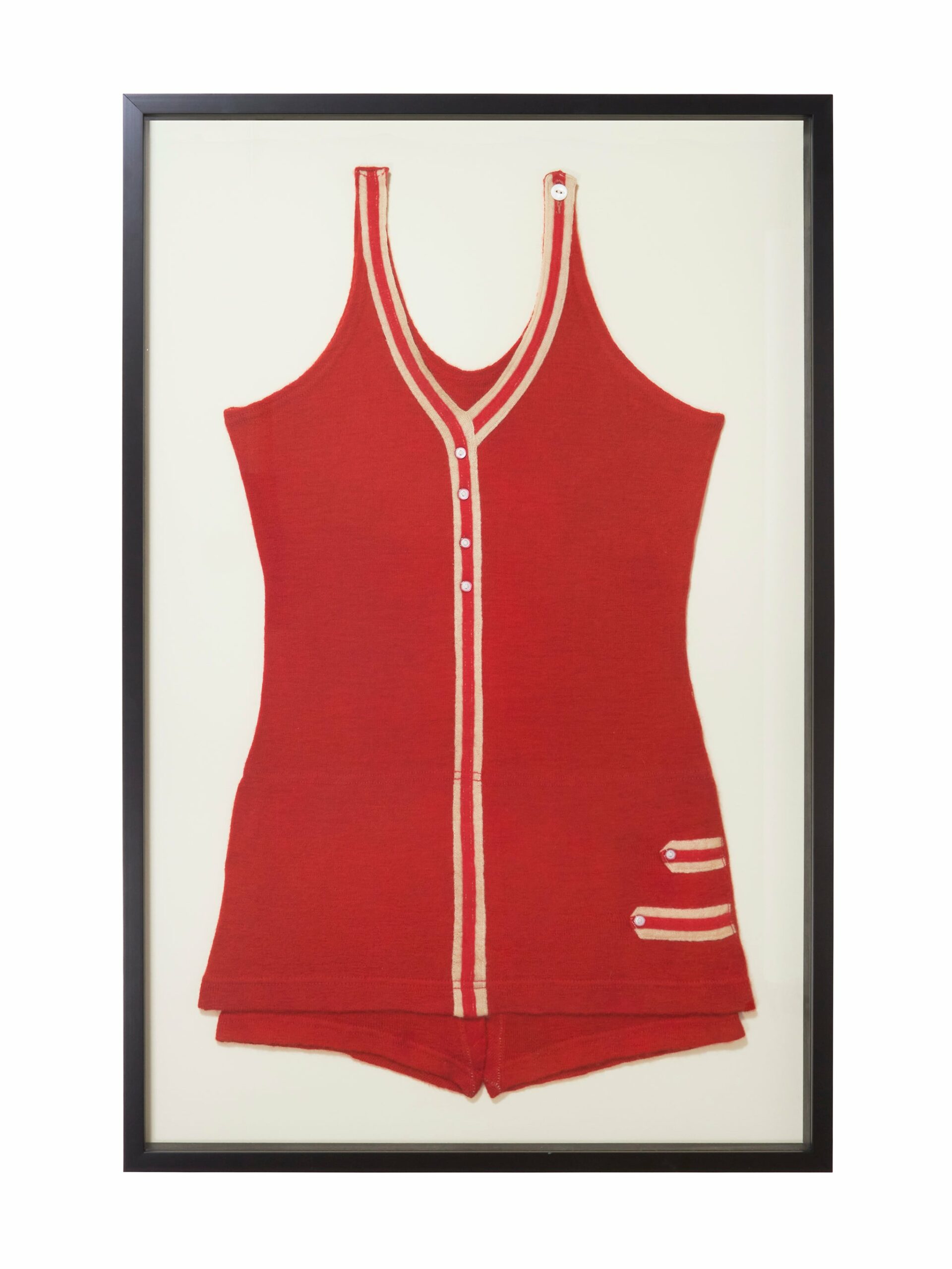 Vintage 1920s V Neck Red Bathing Suit