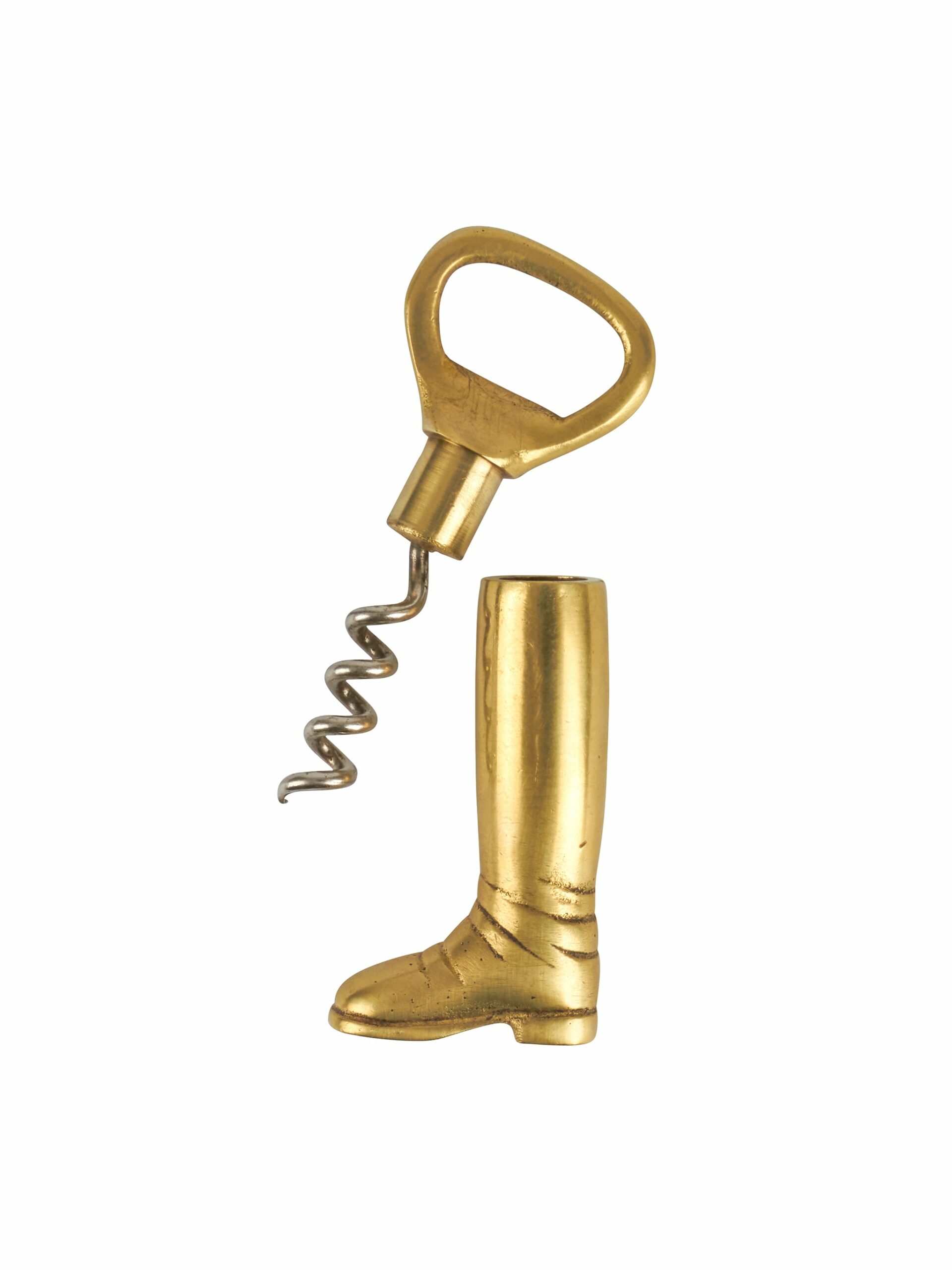 Vintage 1930s Brass Riding Boot Bottle Opener & Corkscrew