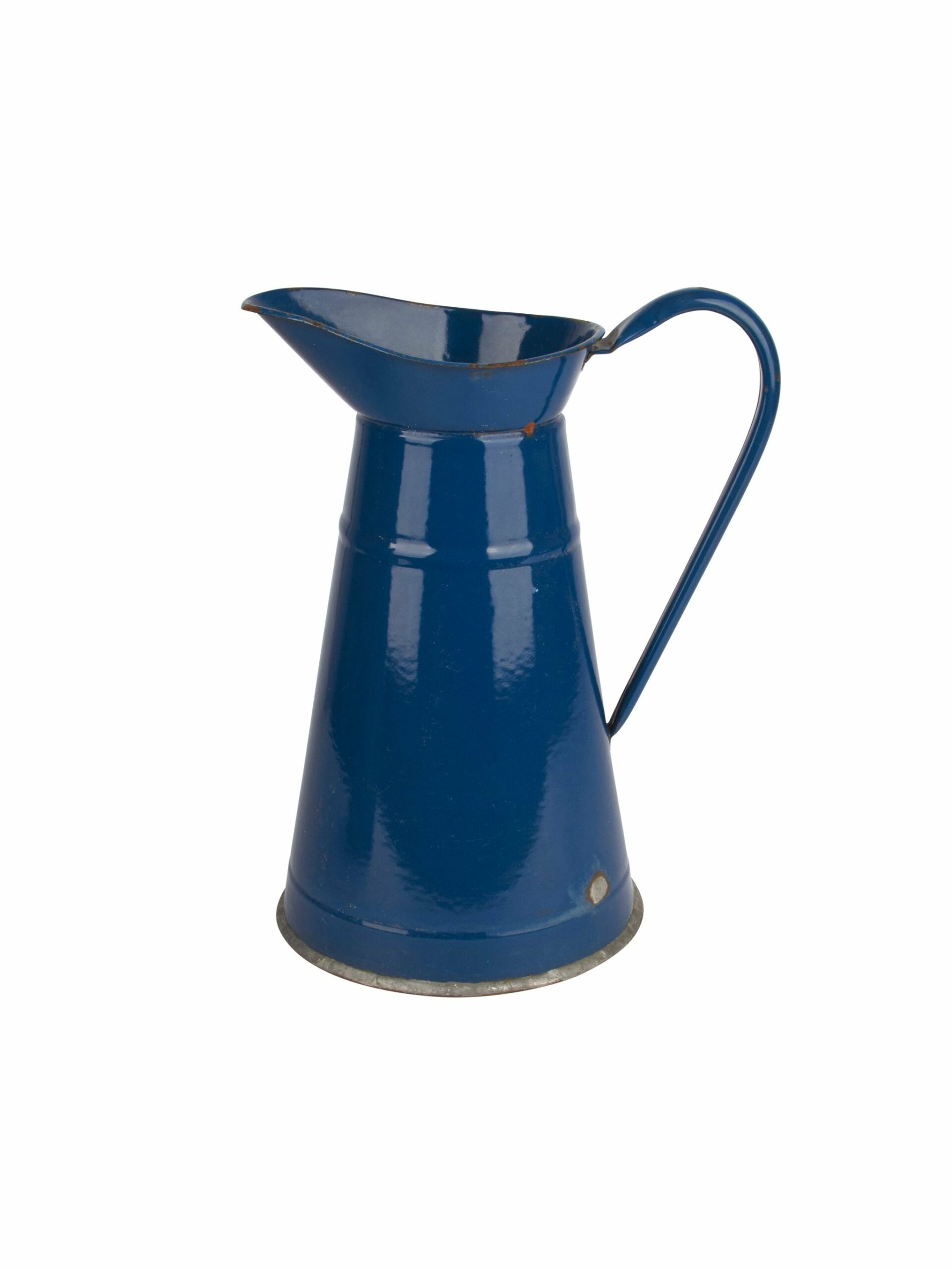 Vintage 1930s French Blue Enamelware Pitcher