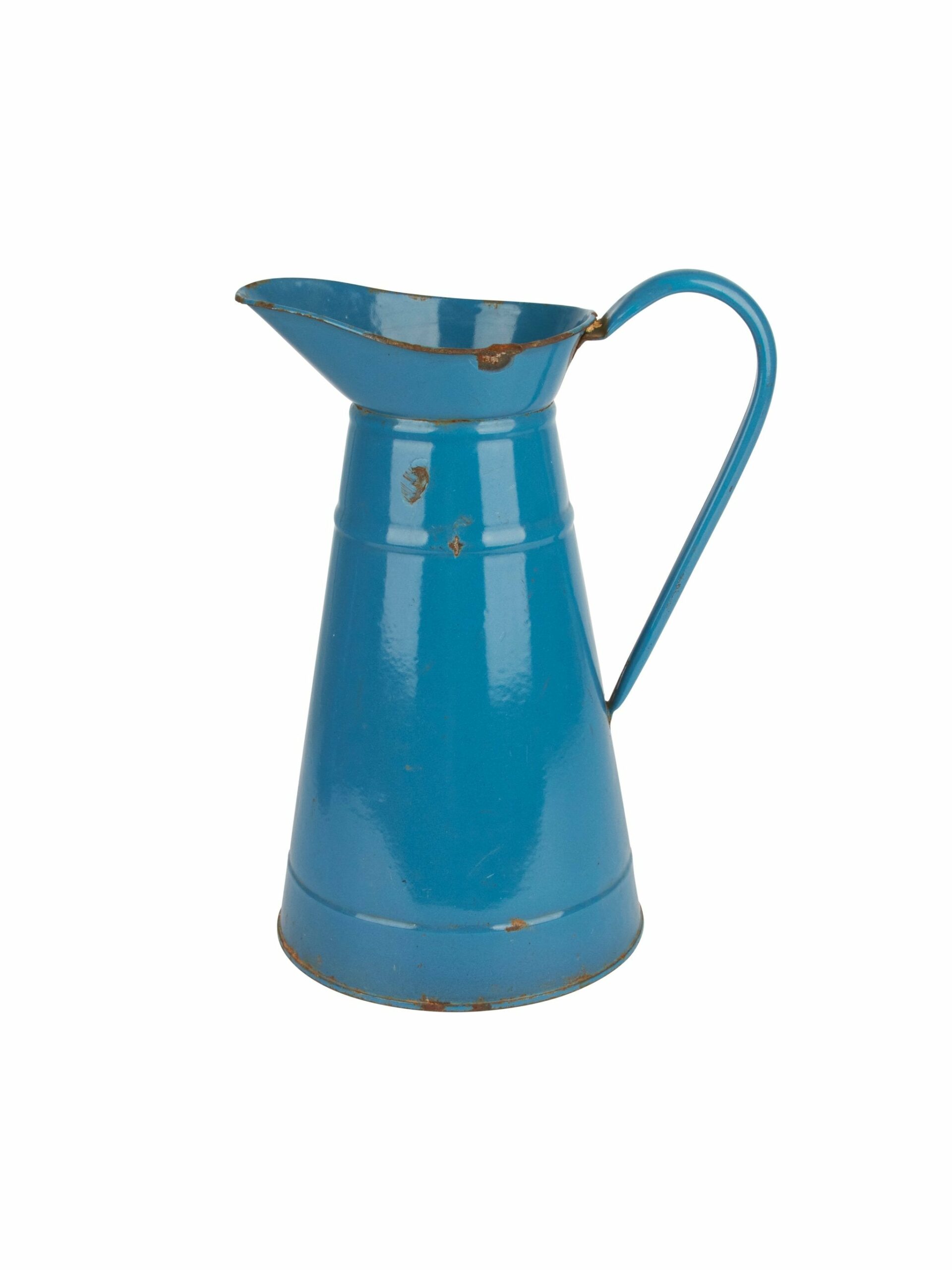 Vintage 1930s French Blue Enamelware Pitcher