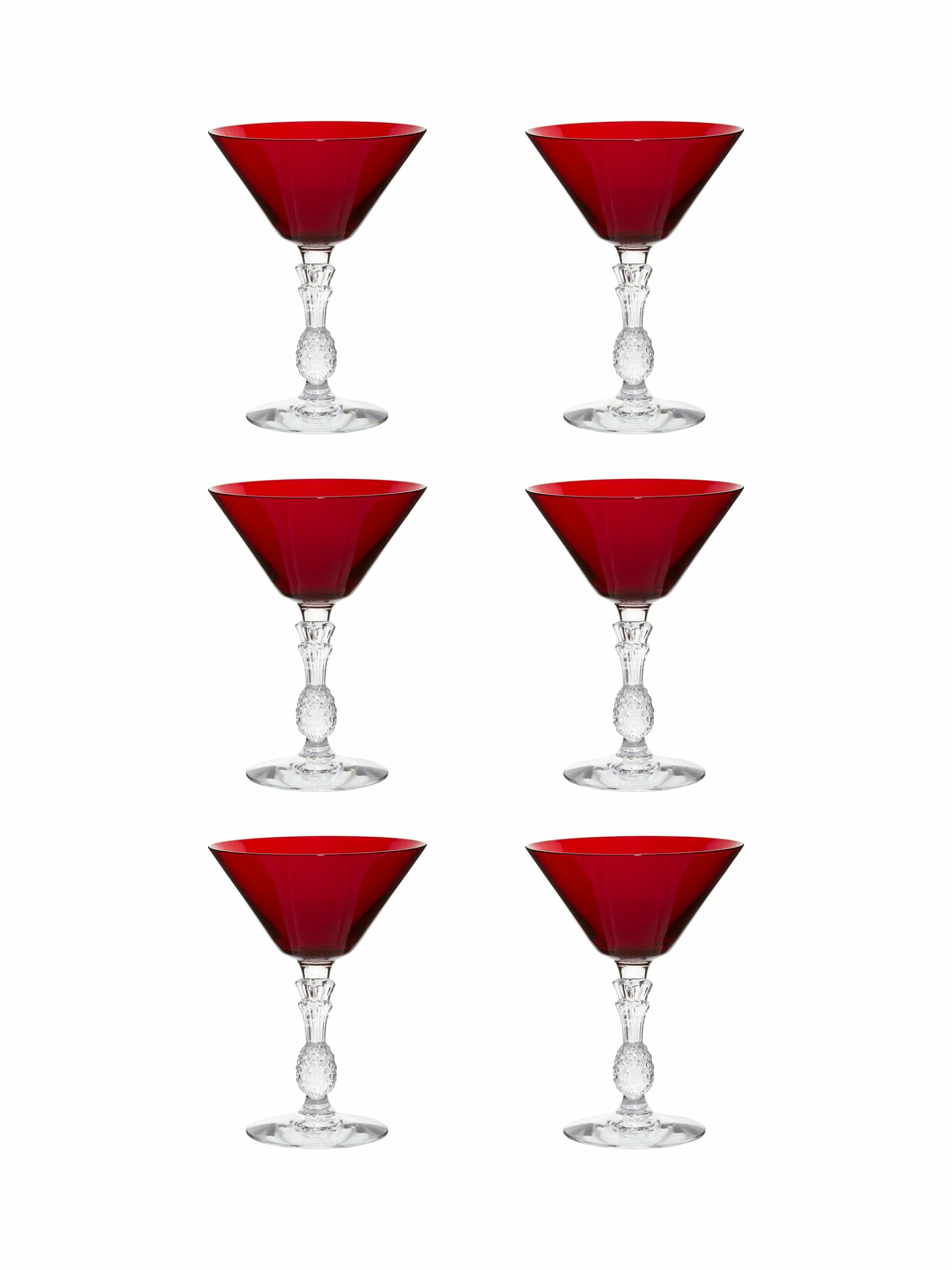 Vintage 1930s Morgantown Ruby Red Plantation Cocktail Glasses