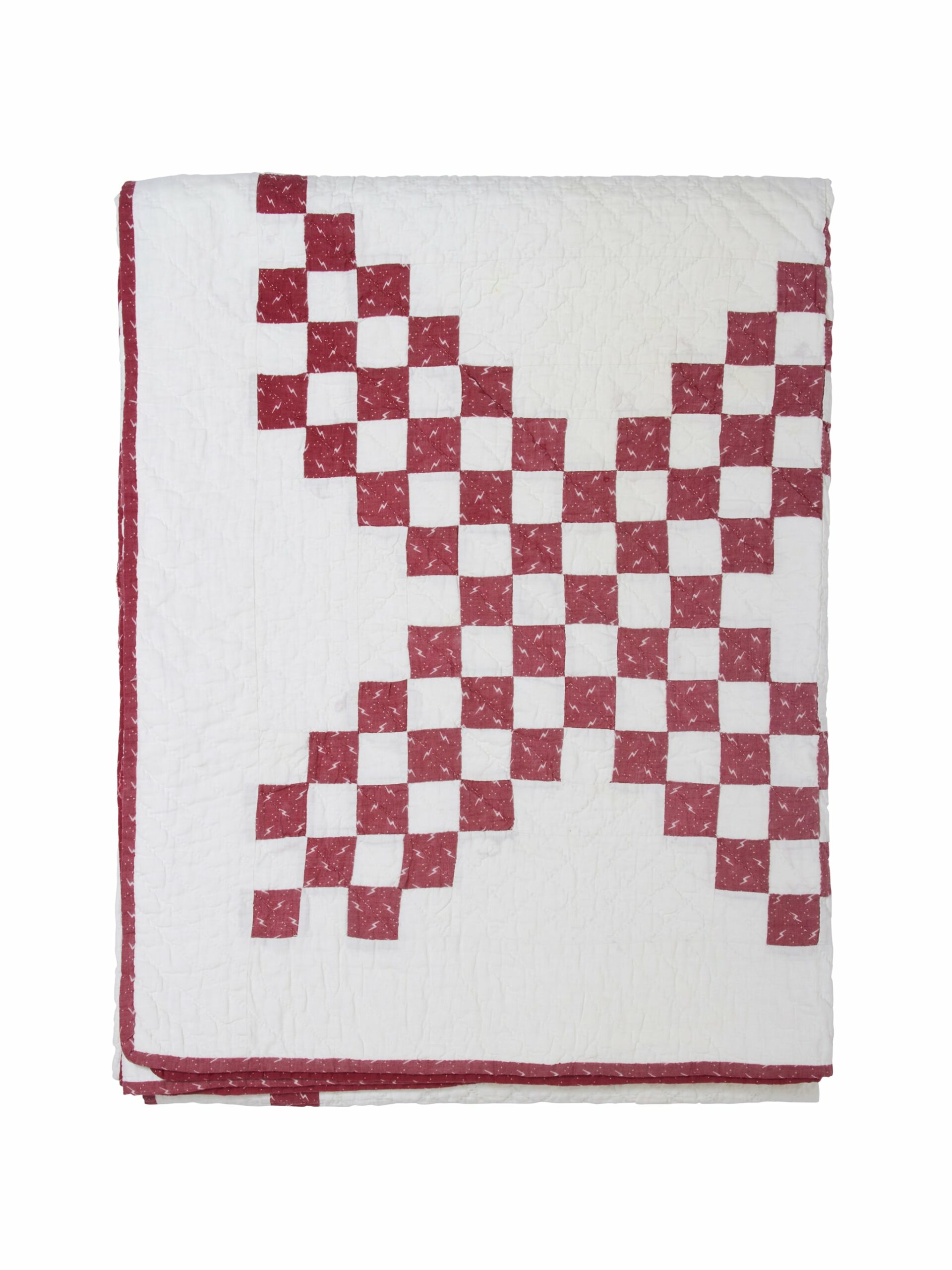 Vintage 1930s Red and White Irish Chain Quilt