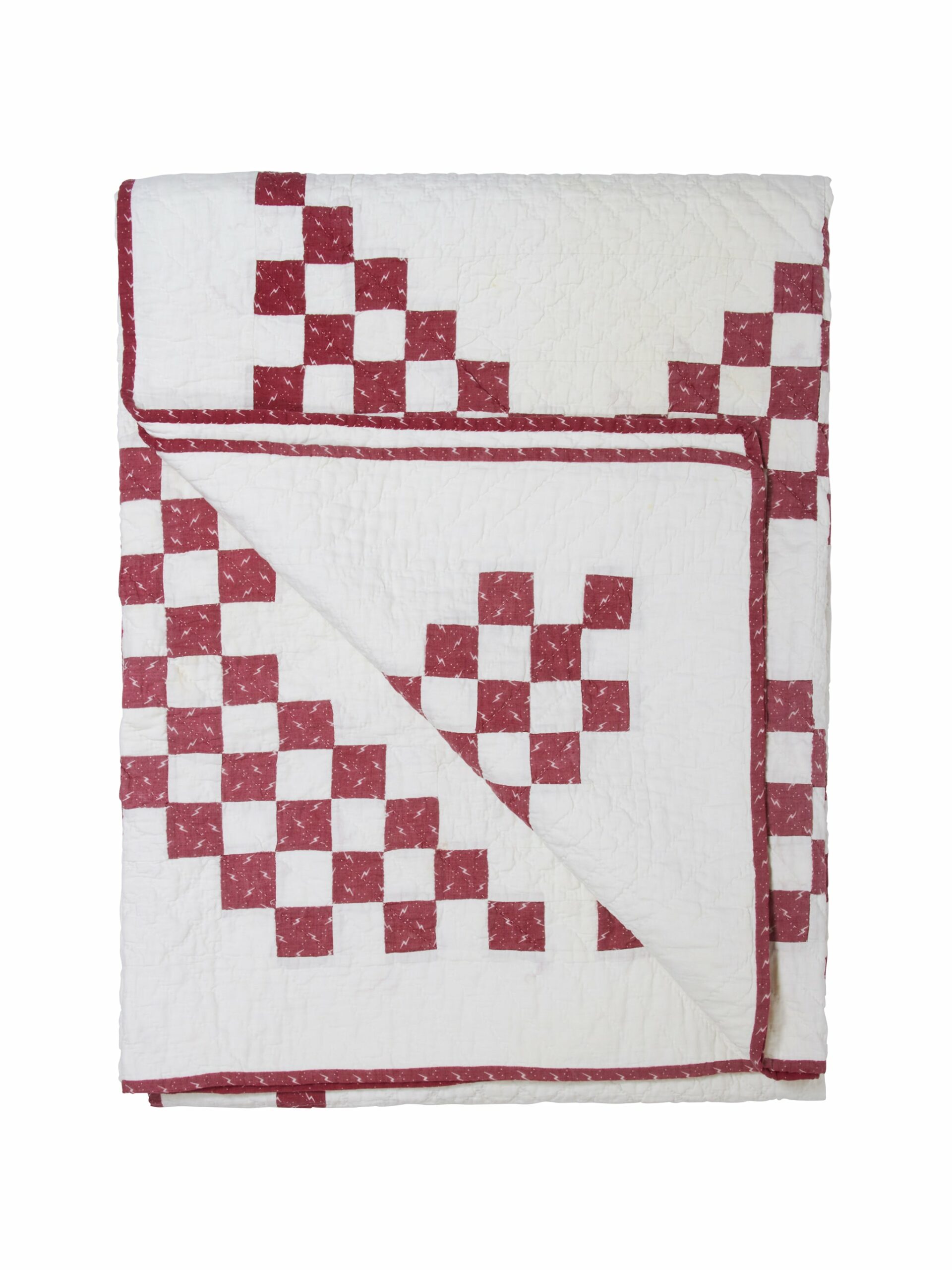 Vintage 1930s Red and White Irish Chain Quilt