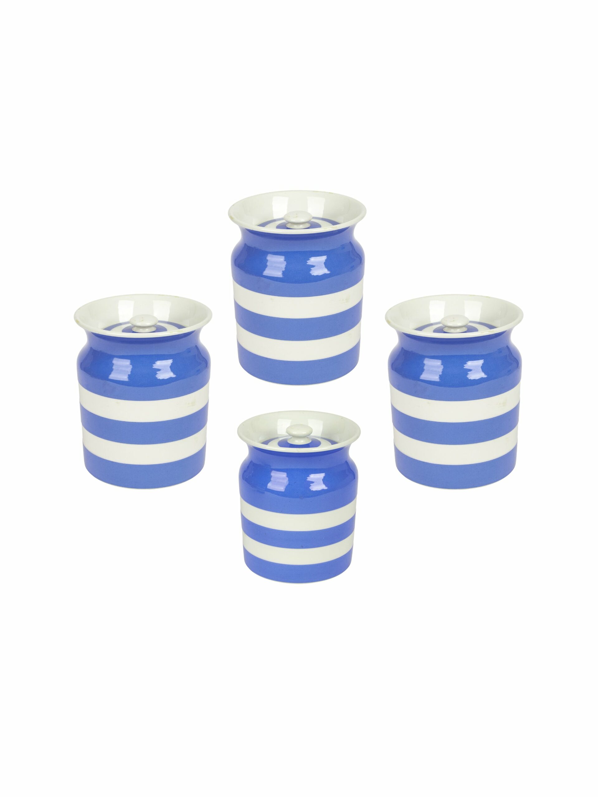 Vintage 1950s English Blue and White Canister Set