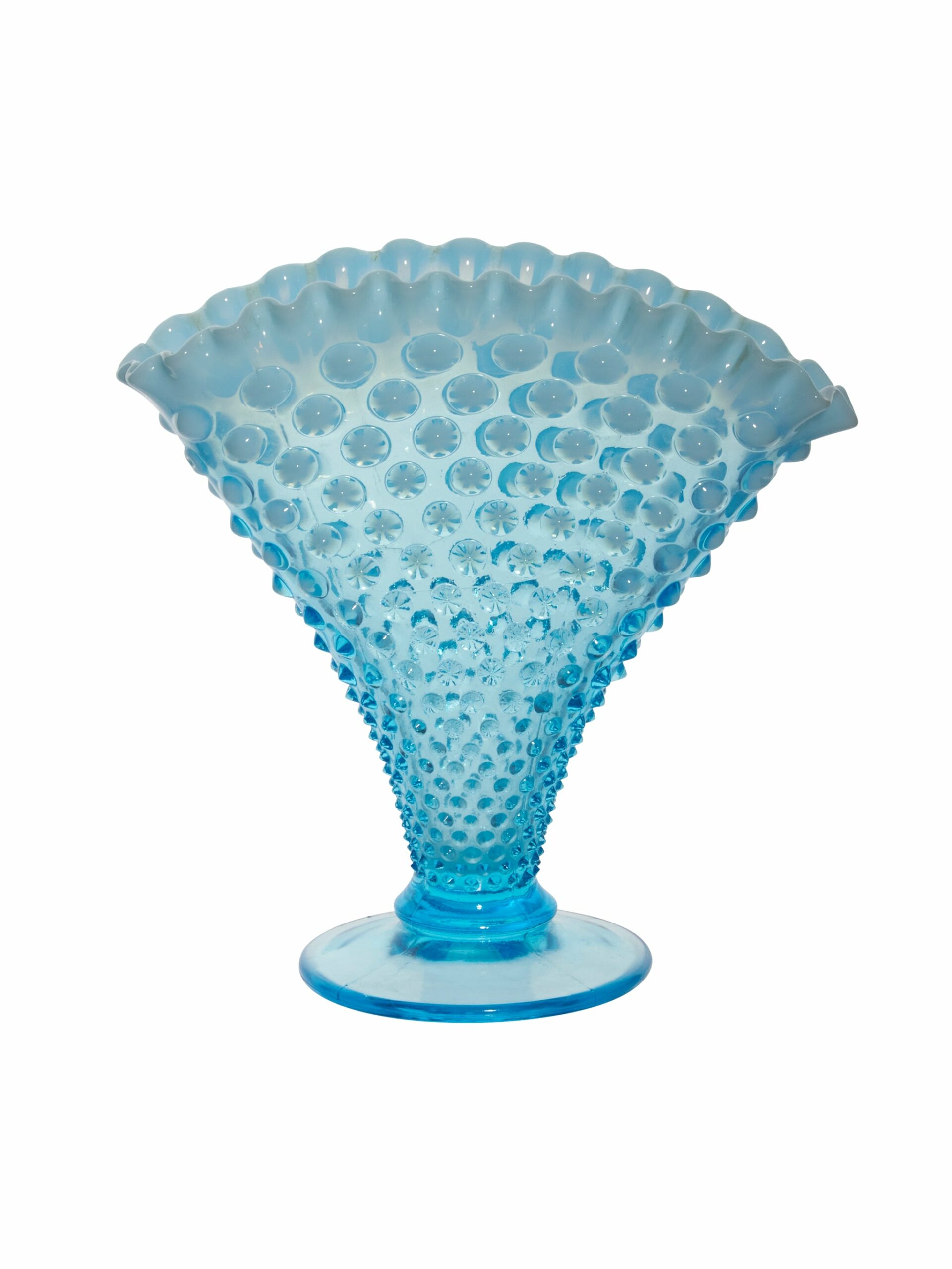 Vintage 1950s Fenton Blue Hobnail Vase