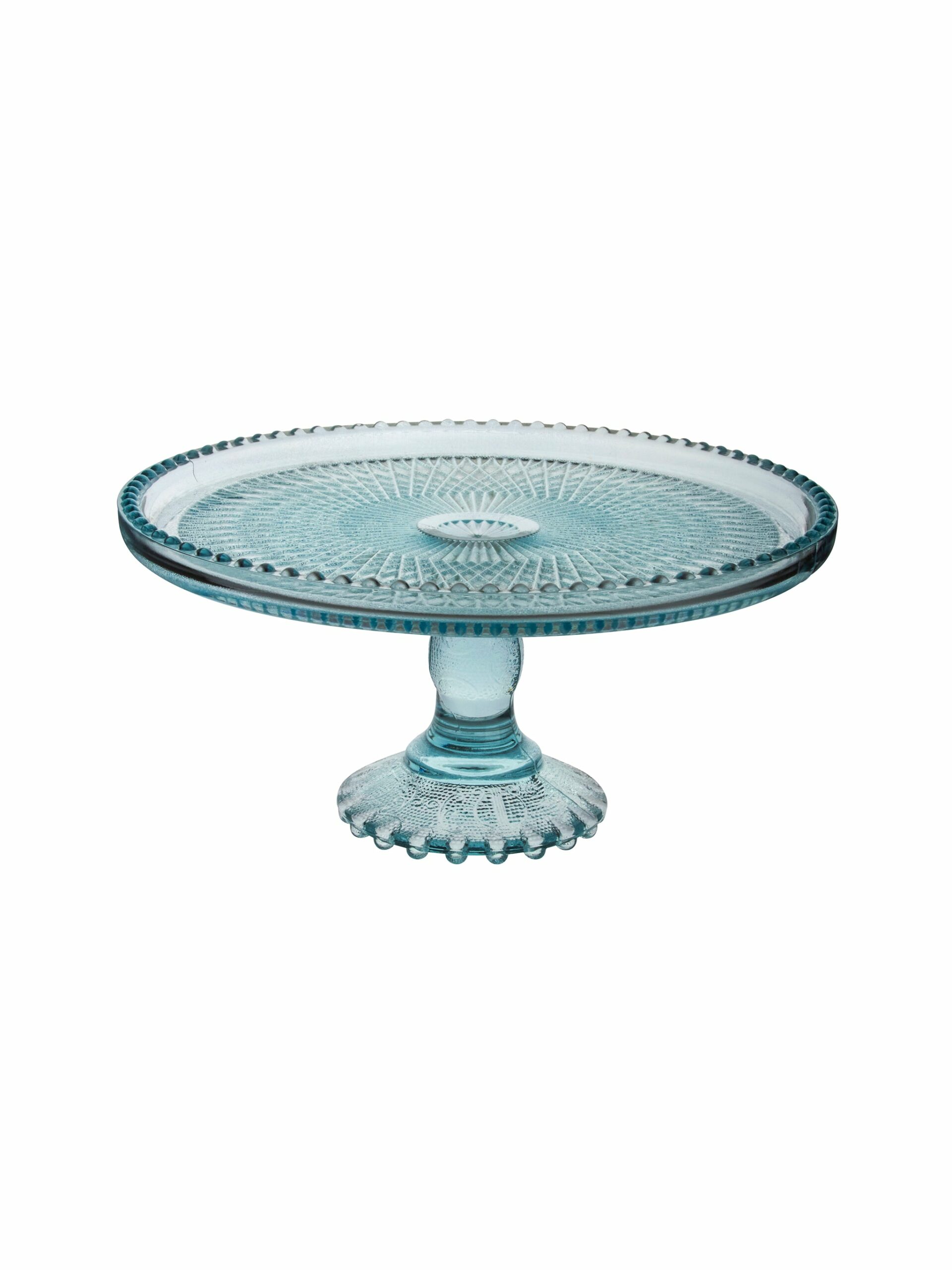 Vintage 1950s Jeanette Harp Glass Ice Blue Cake Stand