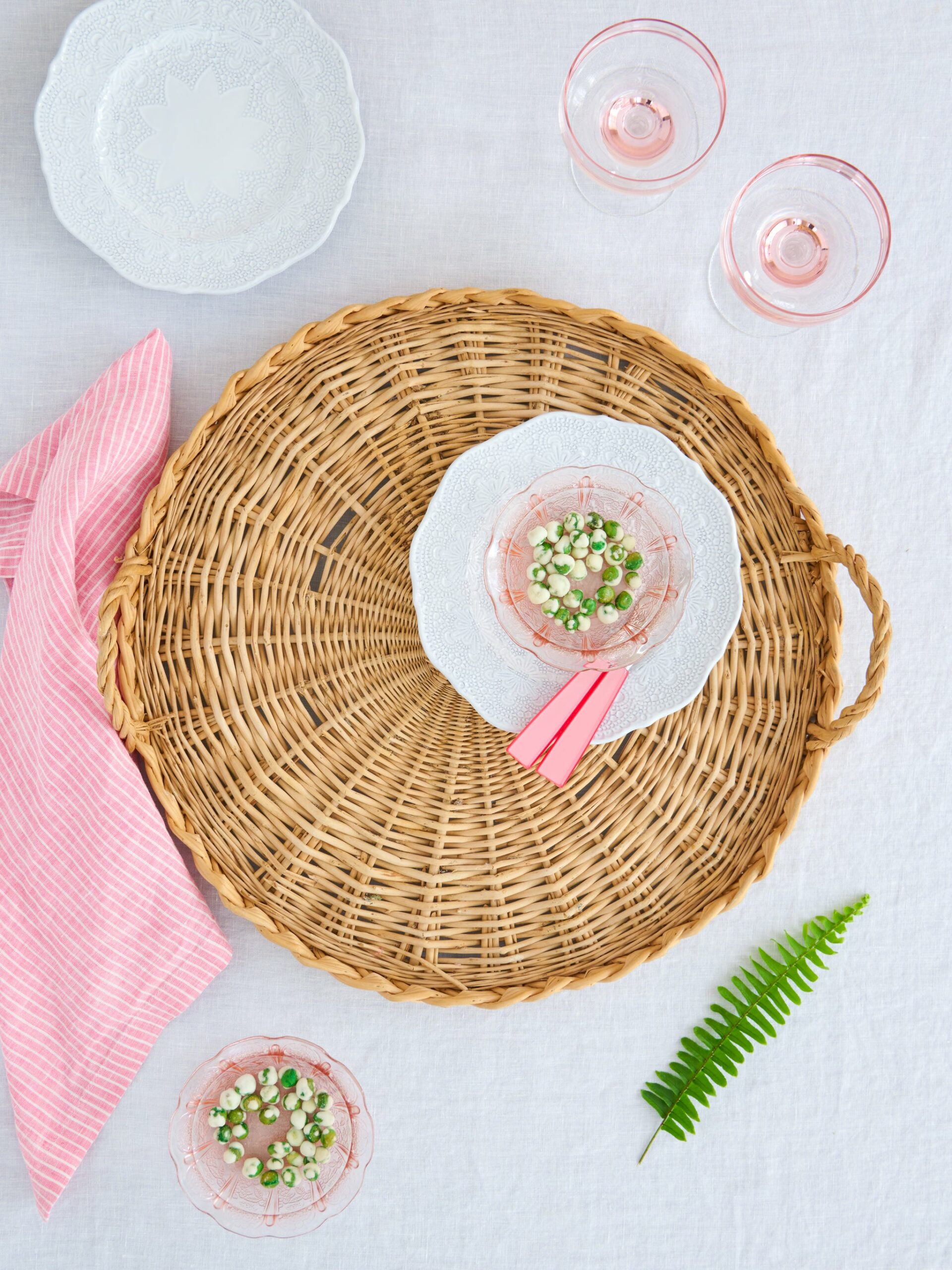 Vintage 1950s French Wicker Cheese Tray