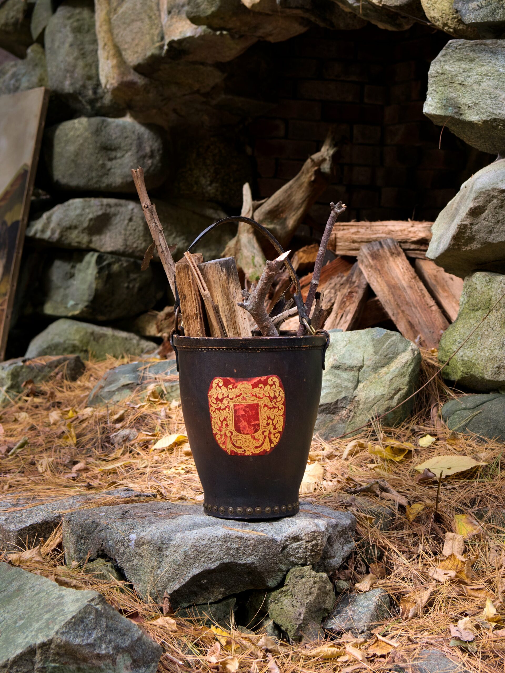 Vintage 1960s English Leather Fire Bucket