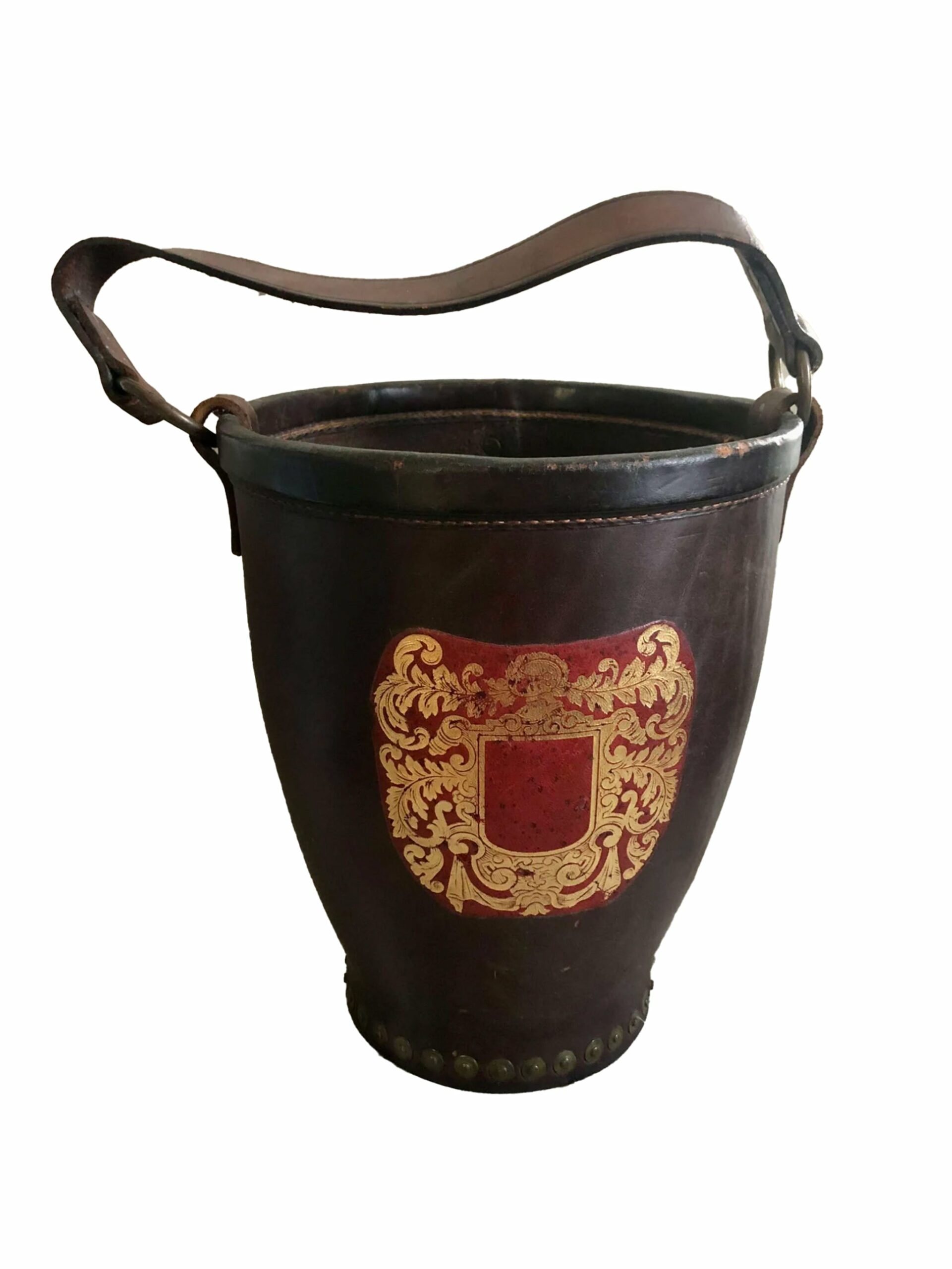 Vintage 1960s English Leather Fire Bucket