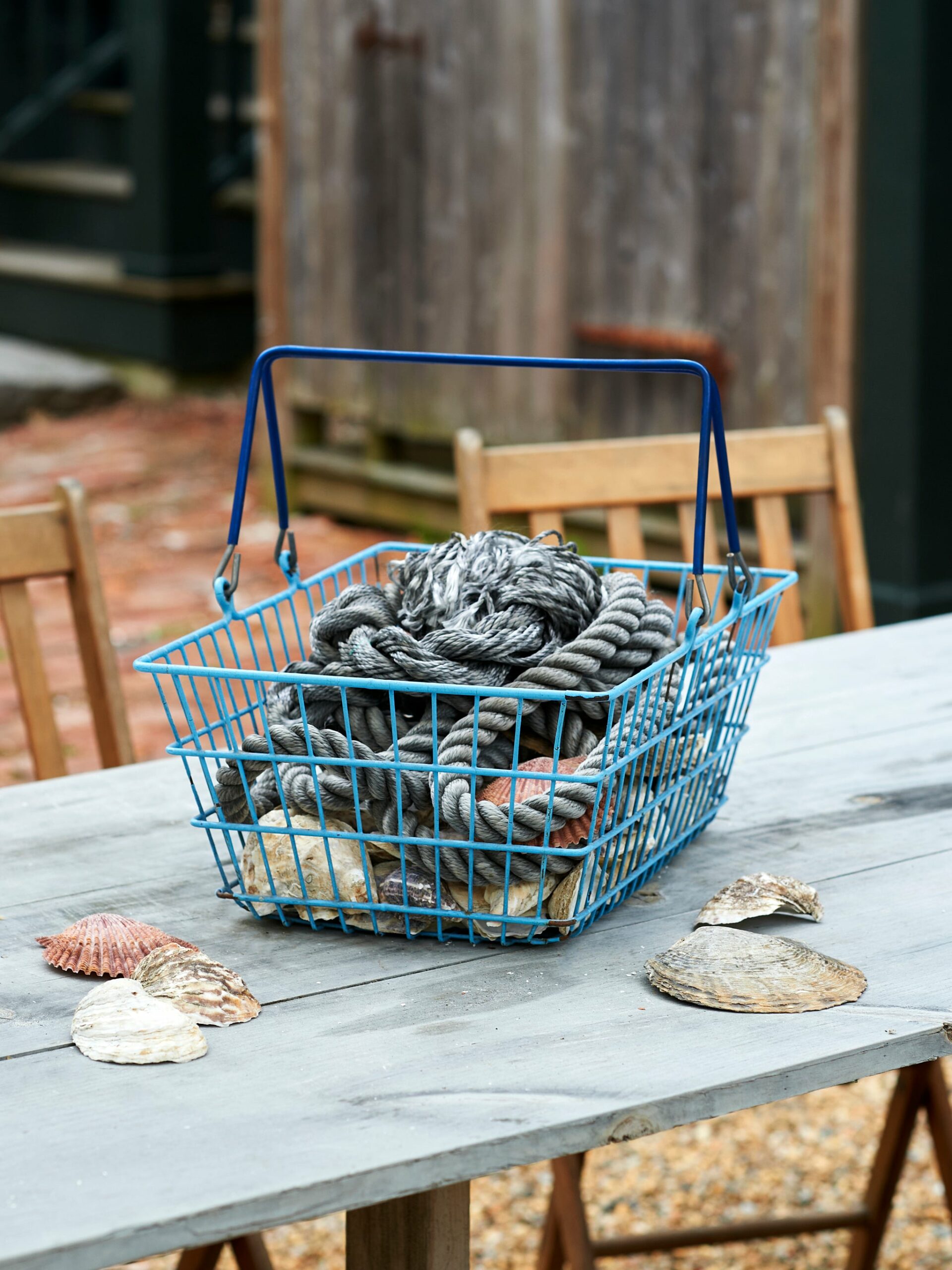 Vintage 1960s French Blue Market Basket