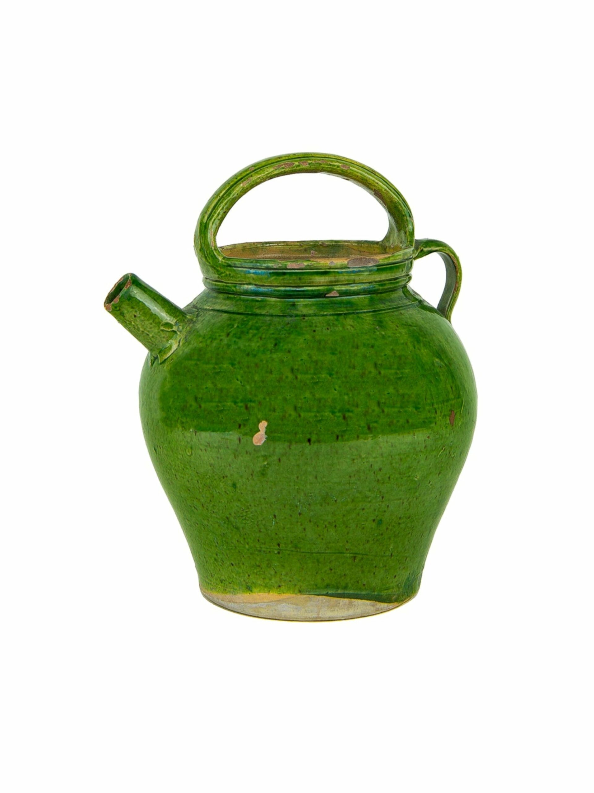 Vintage 19th Century French Green Vinegar Pot