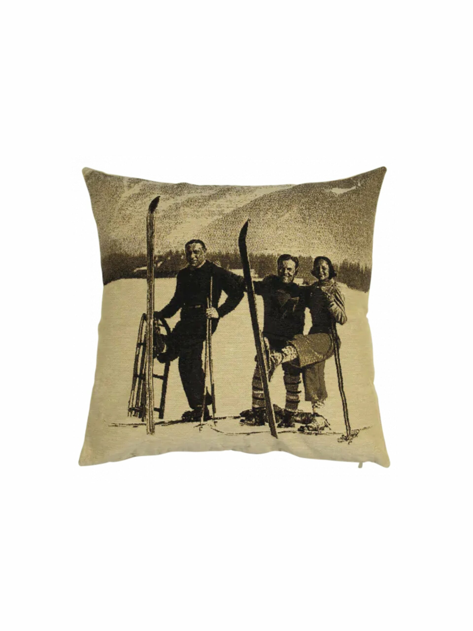 Vintage Alpine Skiers Pillow