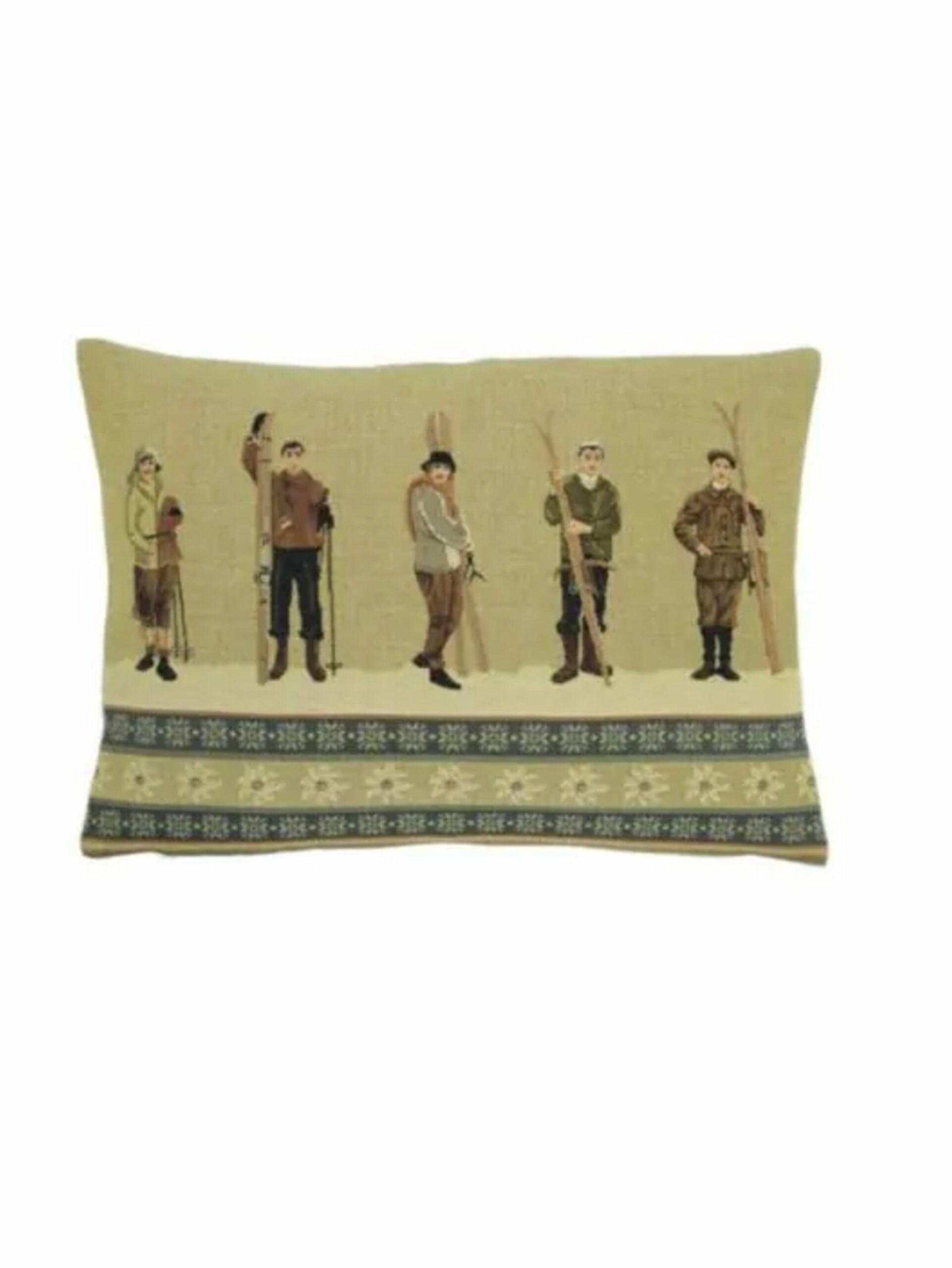 Vintage Alps Skiers Pillow