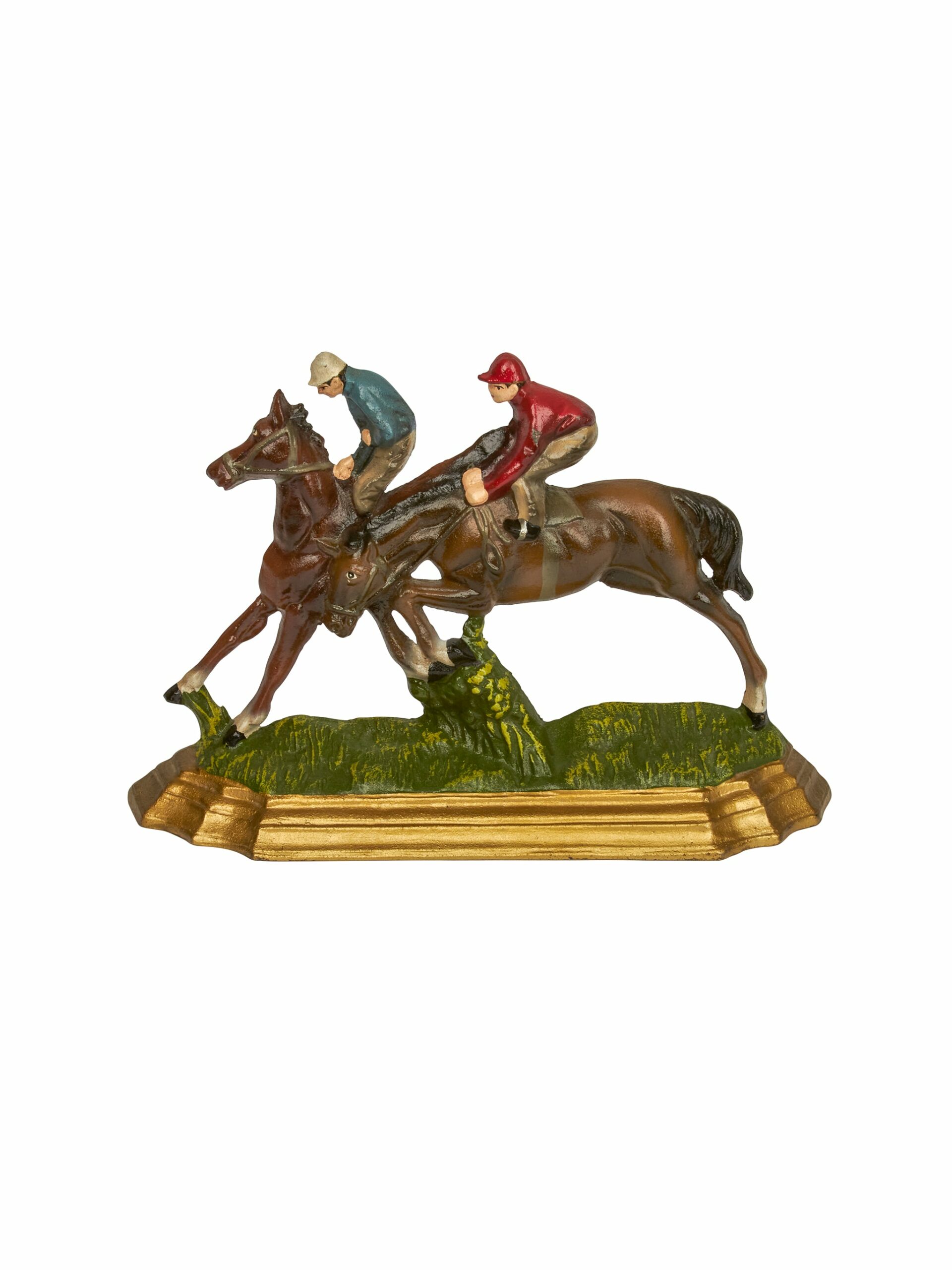 Vintage Cast Iron Race Horse & Jockeys Doorstop