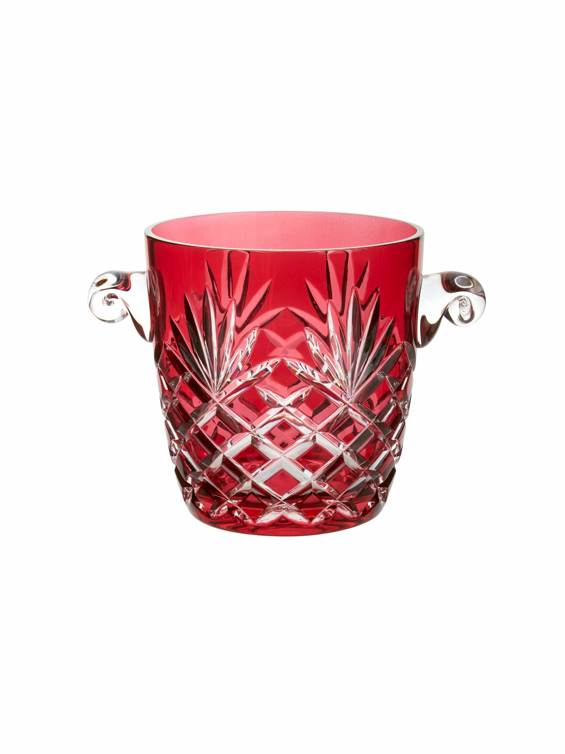 Vintage Cranberry Crystal Ice Bucket